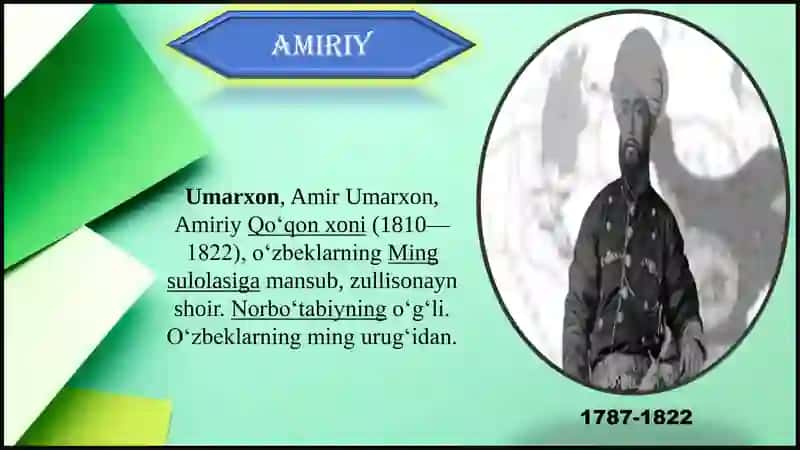 Amiriy,Nodira,Uvaysiylarning hayoti va ijodi55