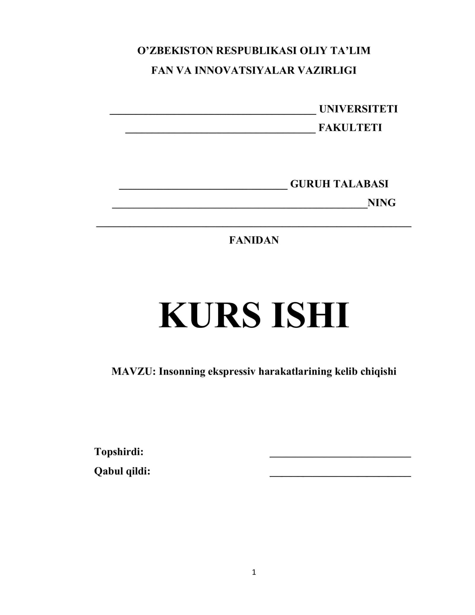 Insonning ekspressiv harakatlarining kelib chiqishi 1