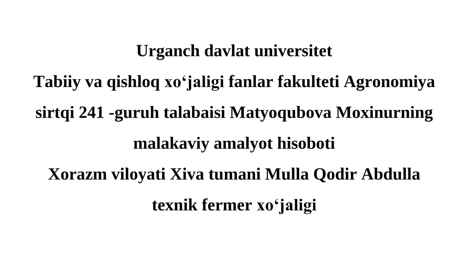 Malakaviy amalyot hisoboti 1