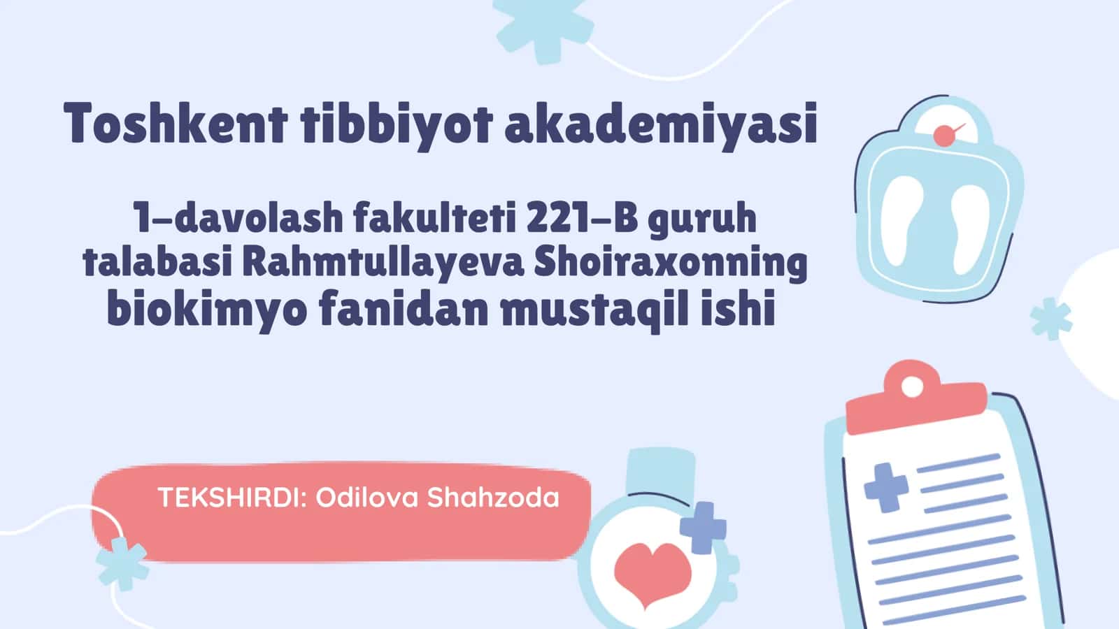 Biokimyo fanidan mustaqil ishi 1