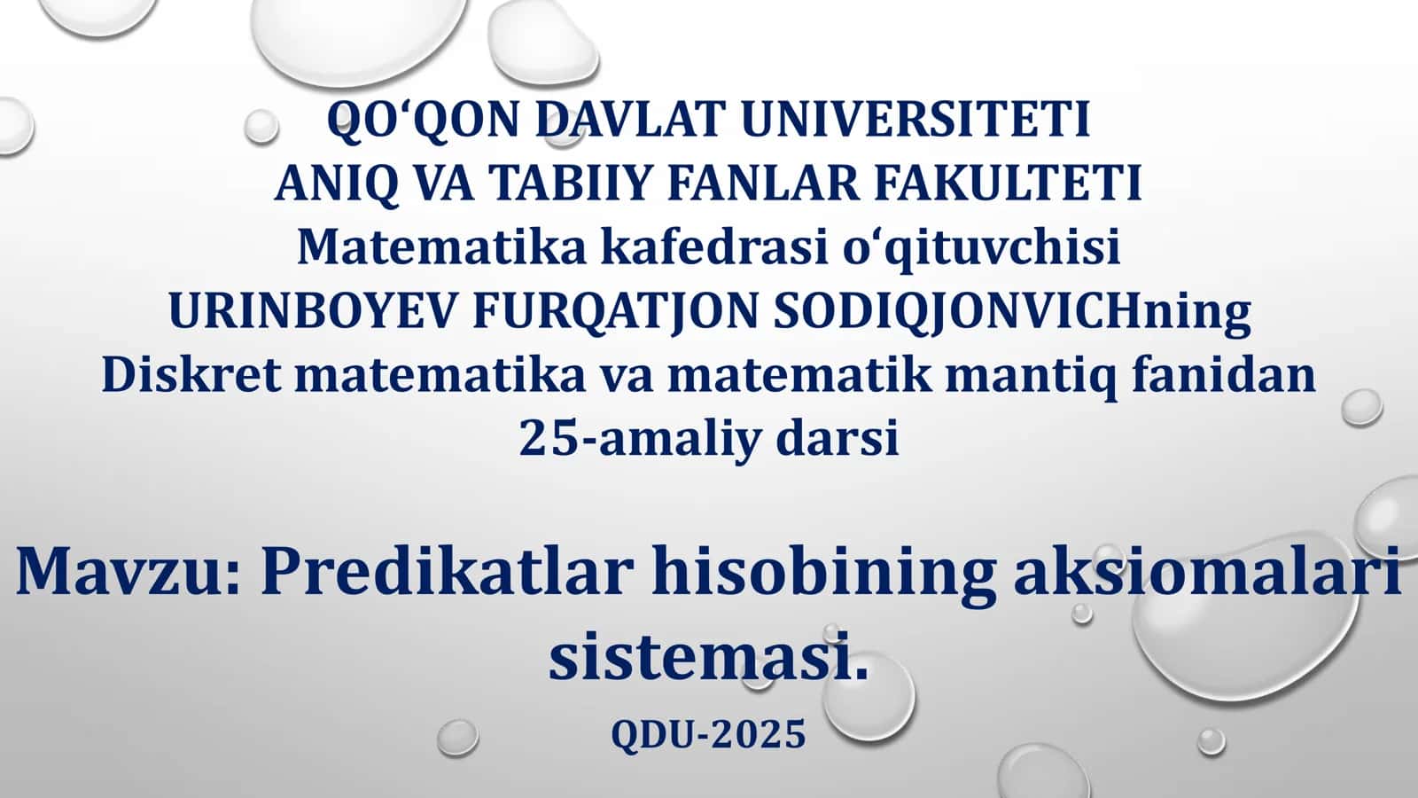 Predikatlar hisobining aksiomalari sistemasi 1