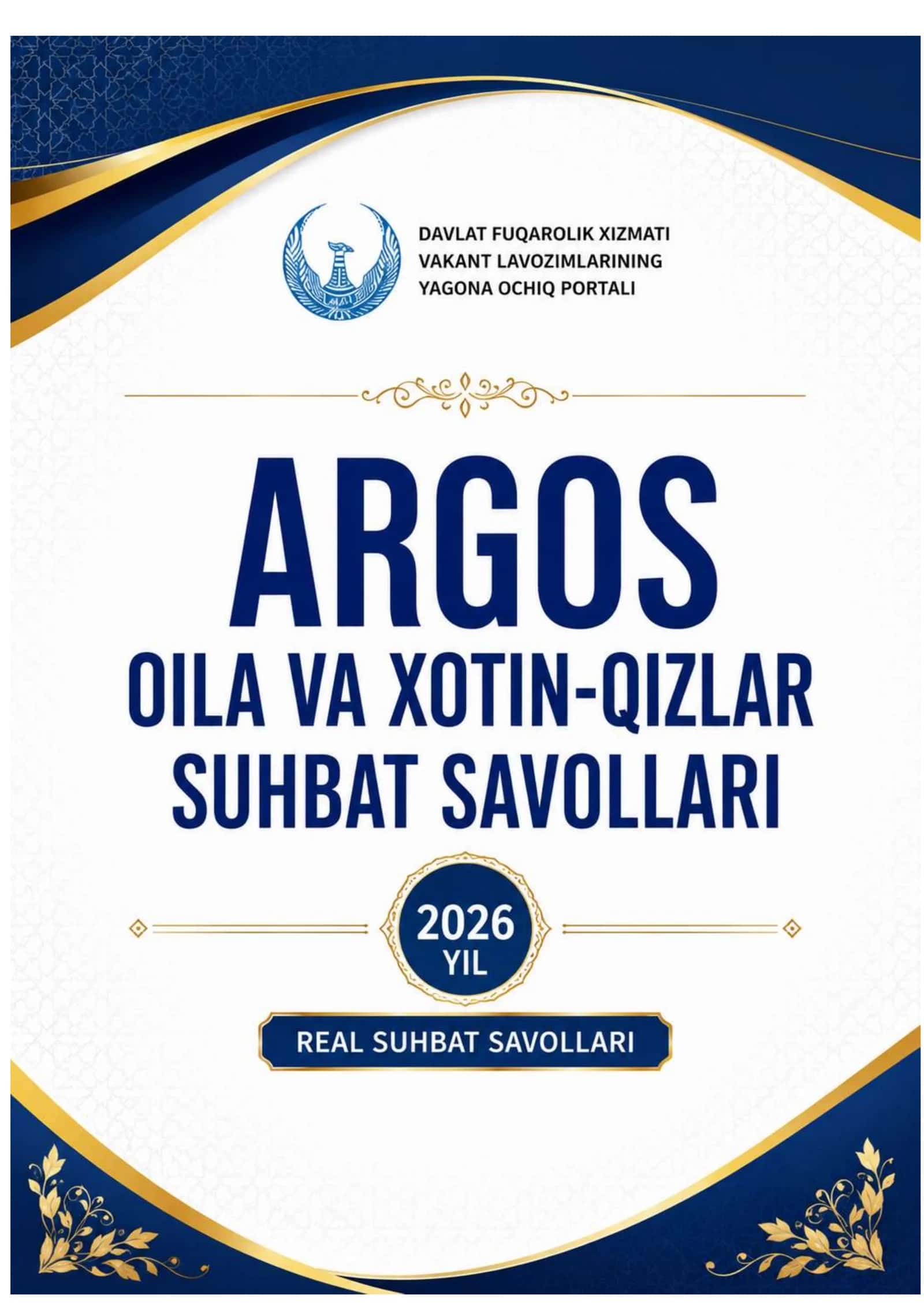 ARGOS OILA VA XOTIN QIZLAR SUHBAT SUHBAT SAVOLLARI 2026 YIL 1