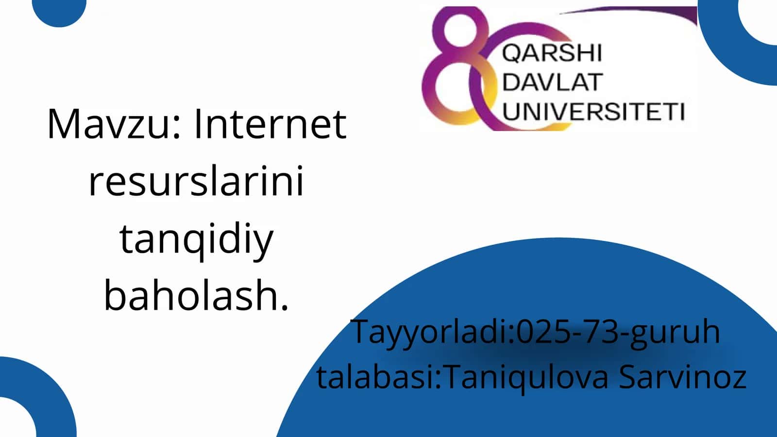 Internet resurslarini tanqidiy baholash 1