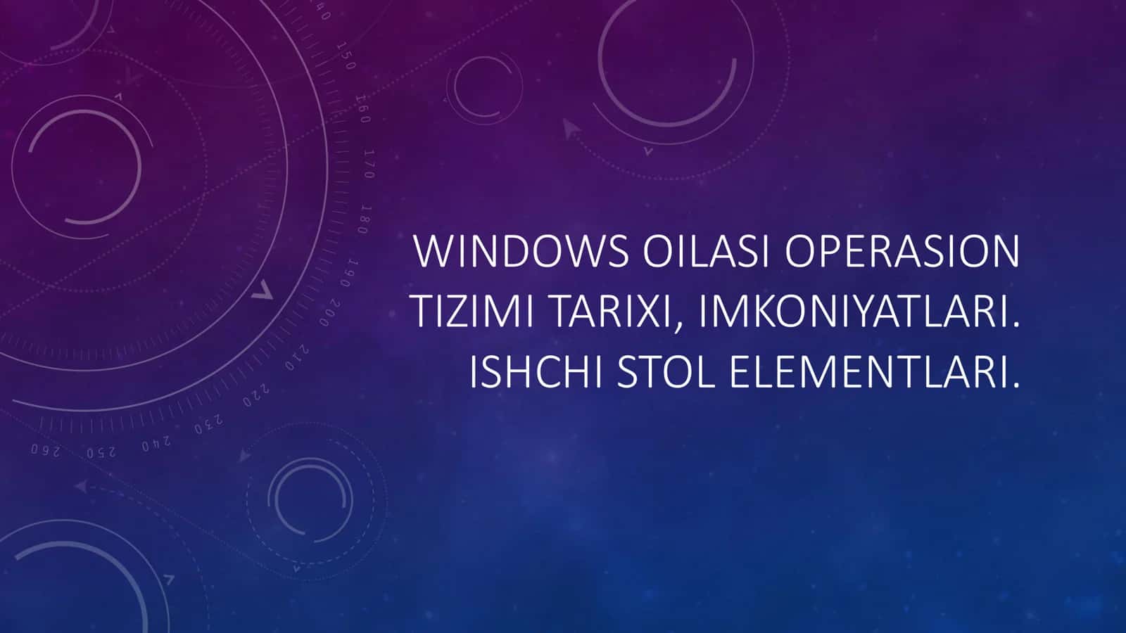 WINDOWS OILASI OPERASION TIZIMI TARIXI, IMKONIYATLARI 1