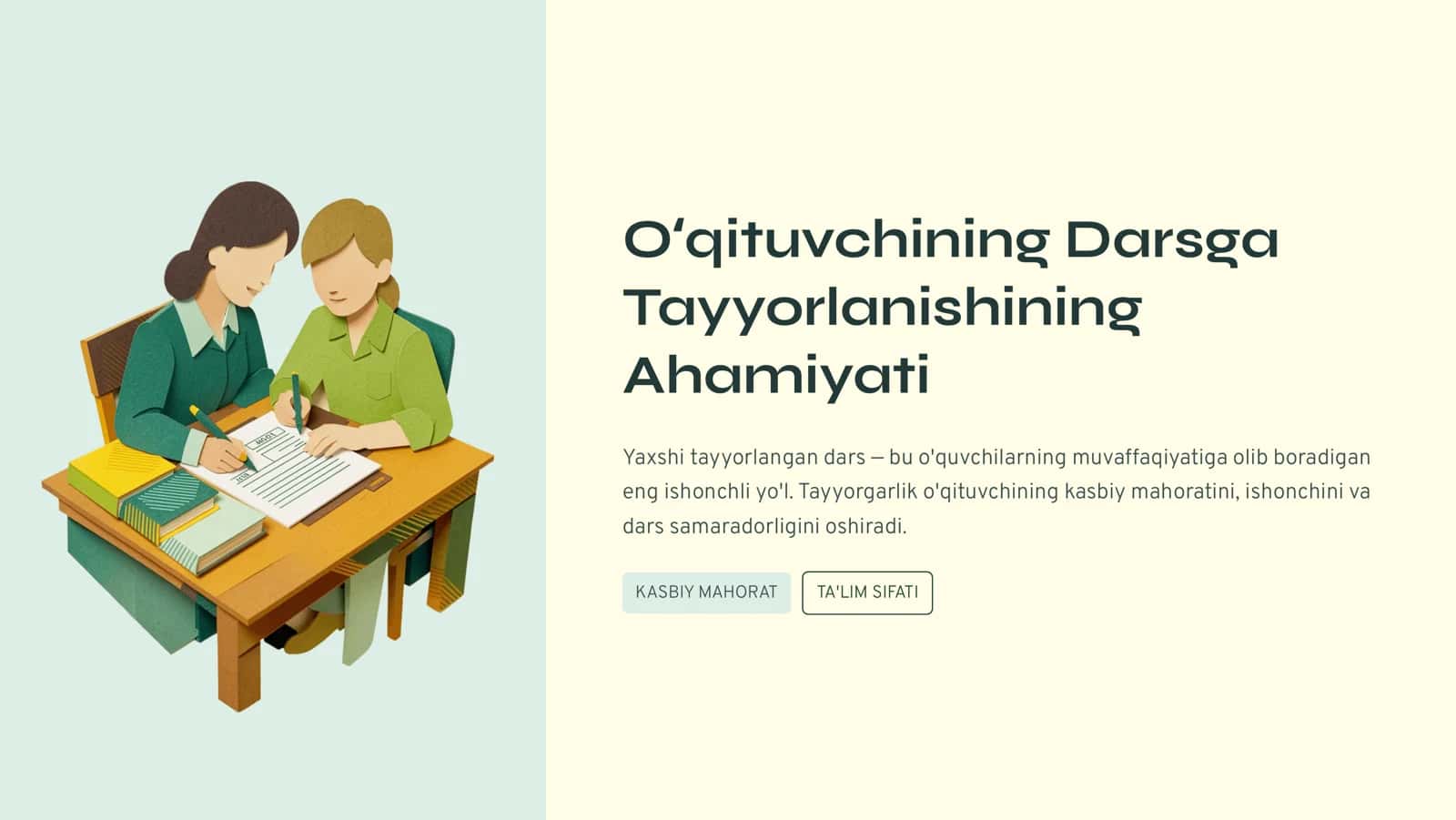Oʻqituvchining Darsga Tayyorlanishining Ahamiyati 1