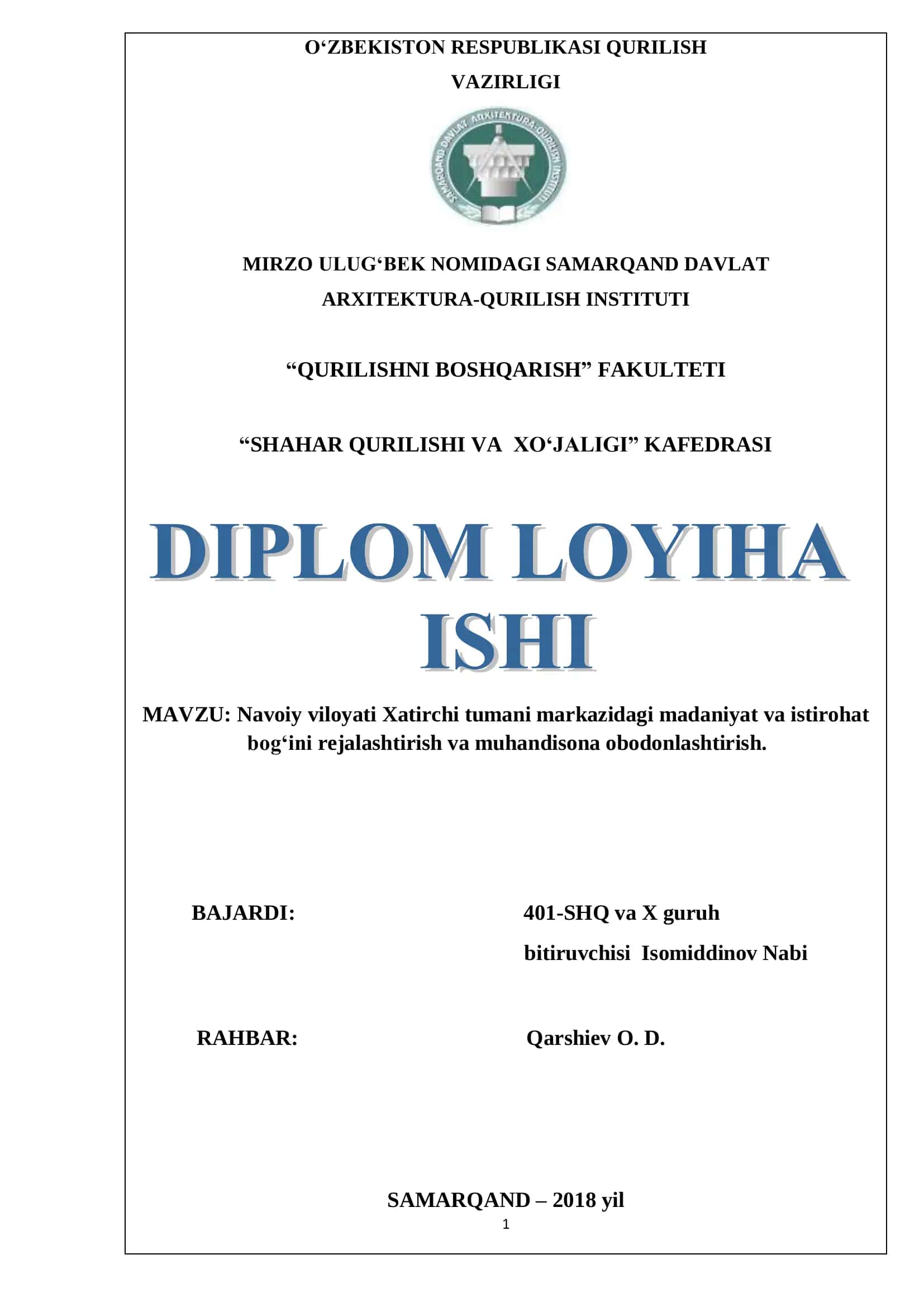 Shahar bog„lari va istirohat bog„lari 1