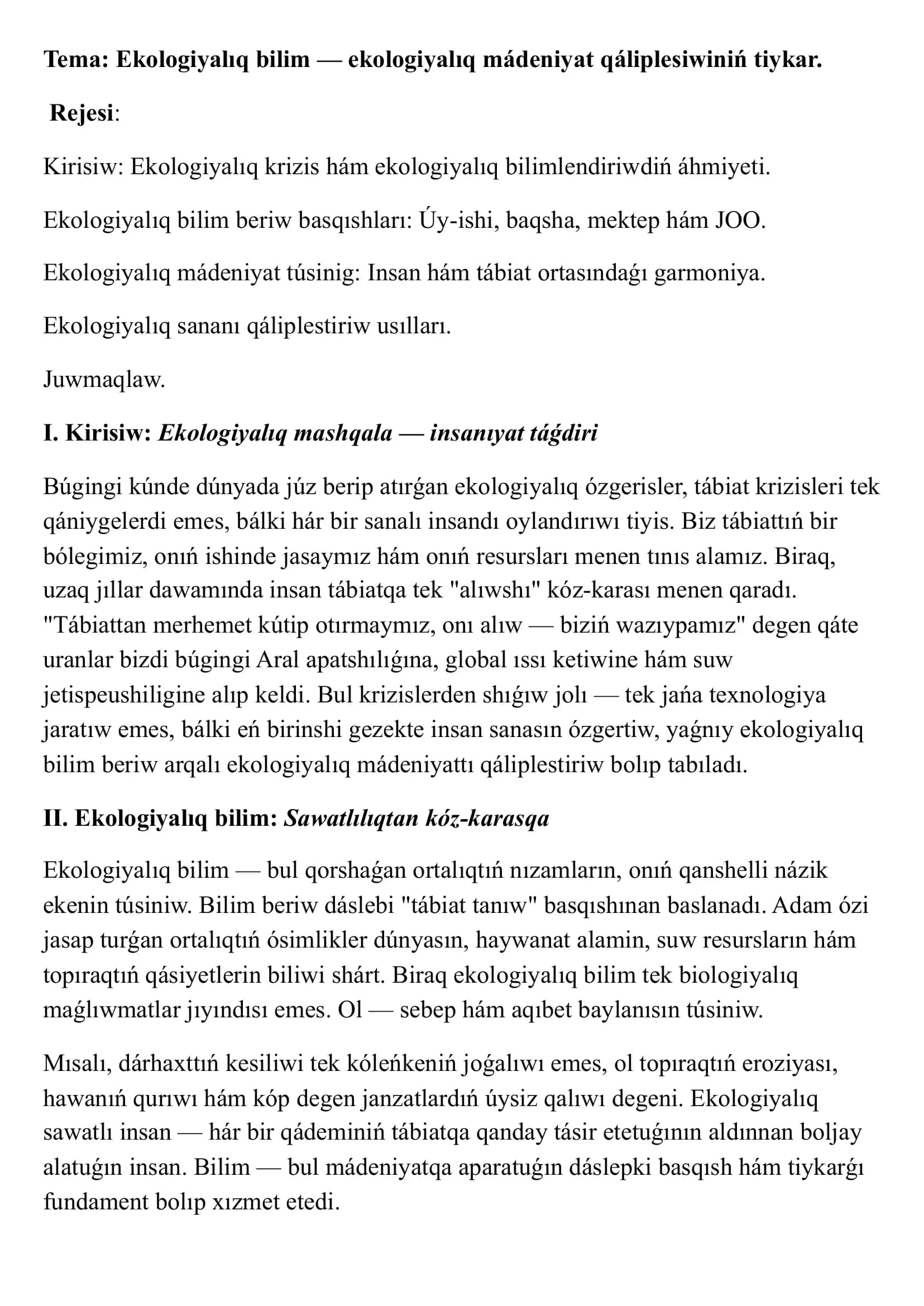 Ekologiyalıq bilim 1