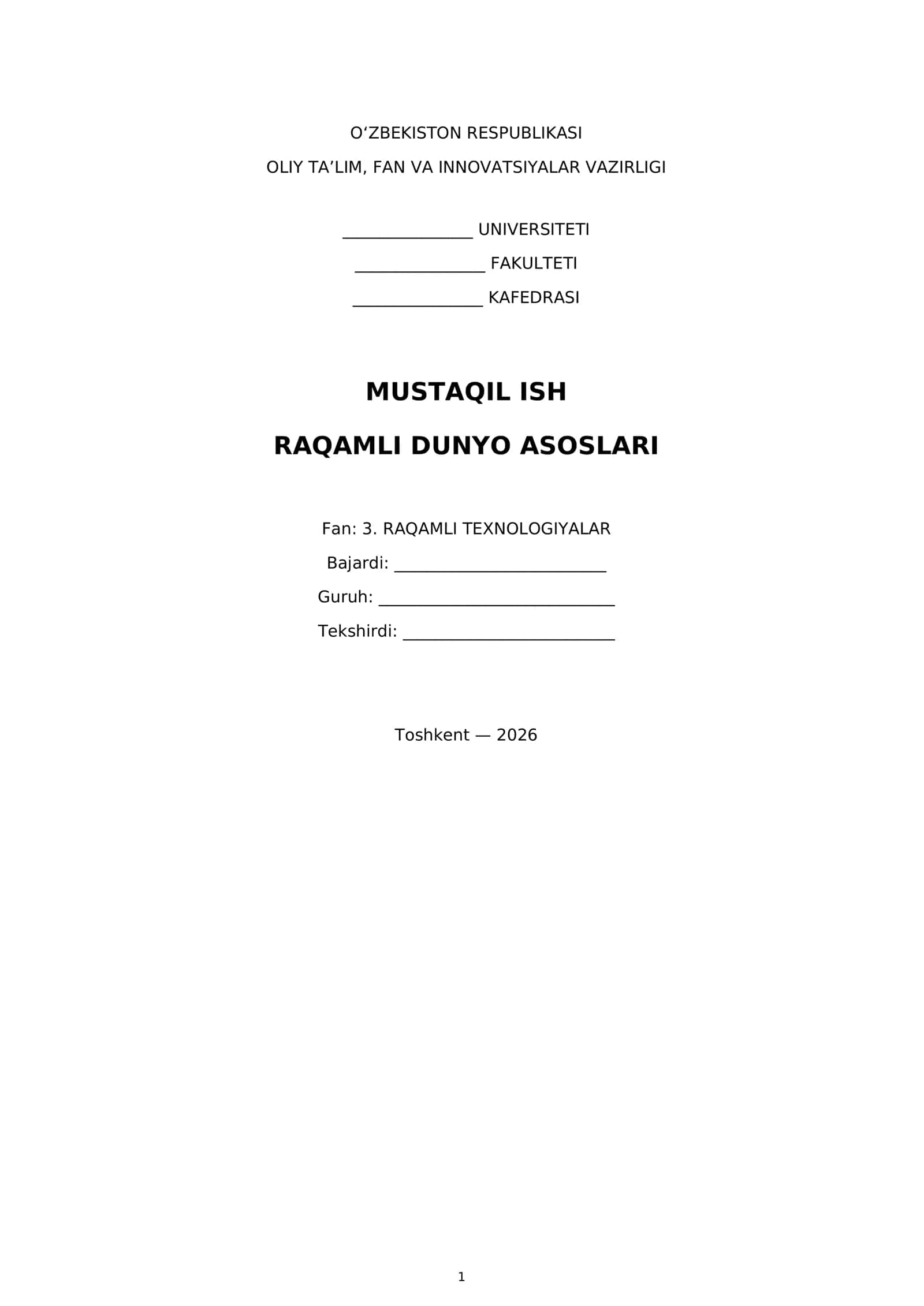 RAQAMLI DUNYO ASOSLARI 1