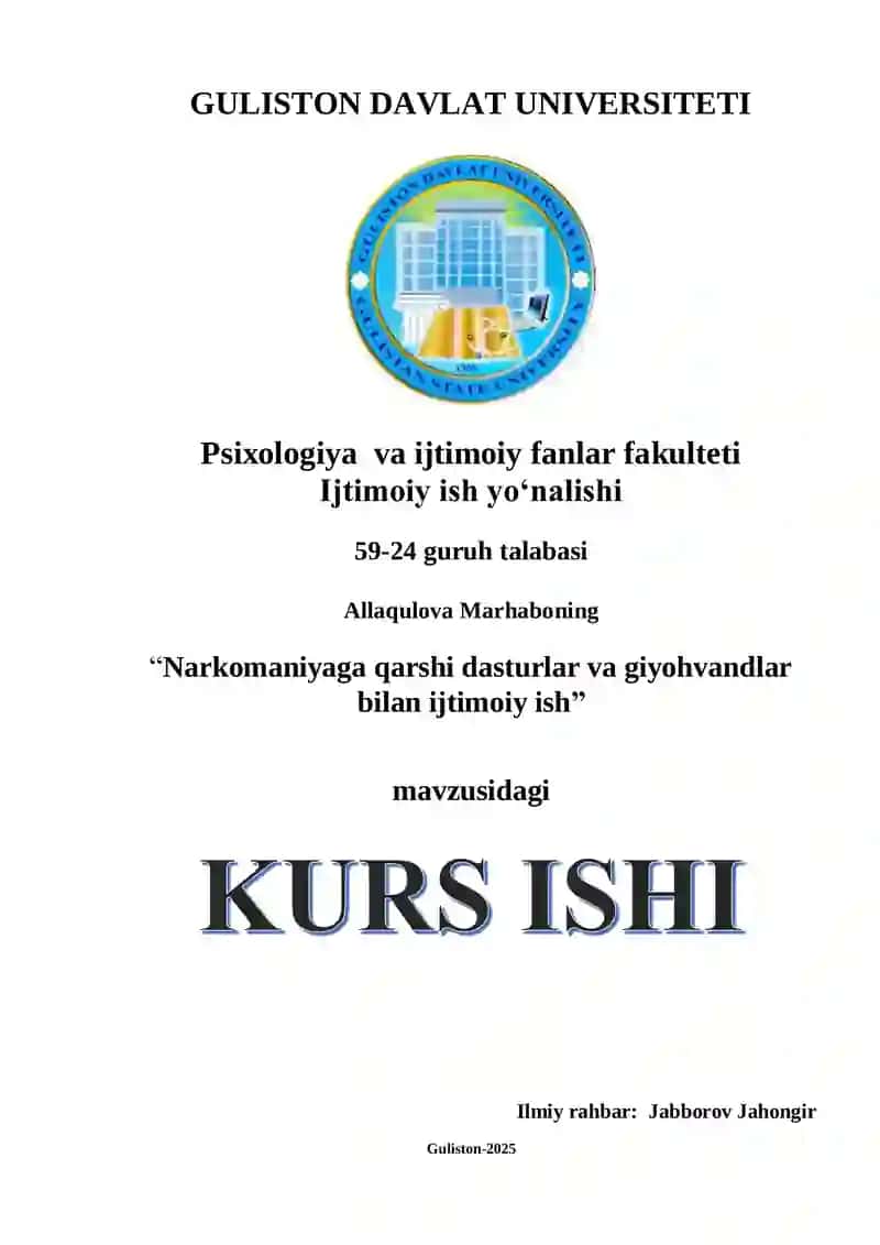 Narkomaniyaga qarshi dasturlar va giyohvandlar bilan ijtimoiy ish