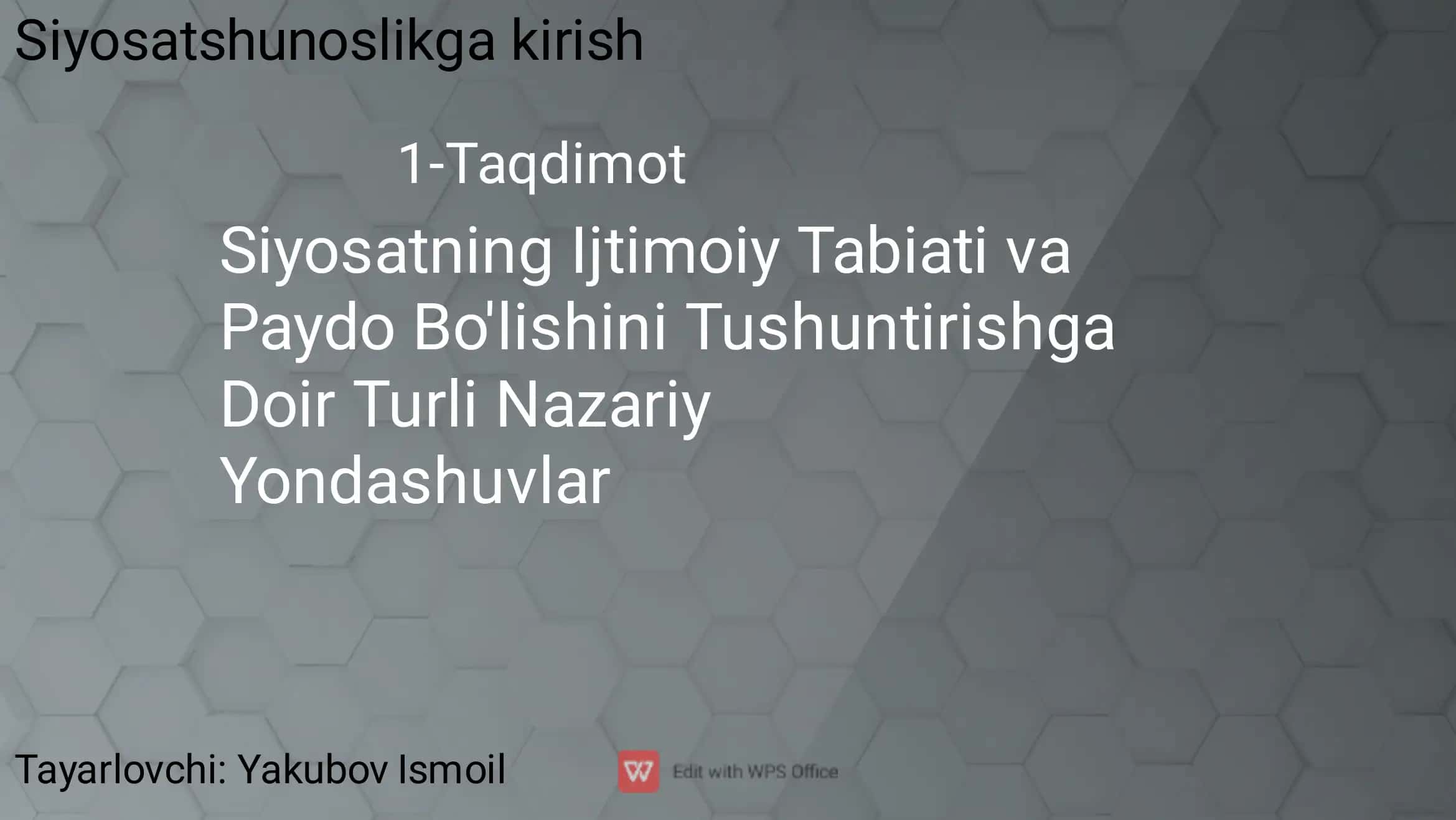siyosatshunoslik fanidan taqdimot 1