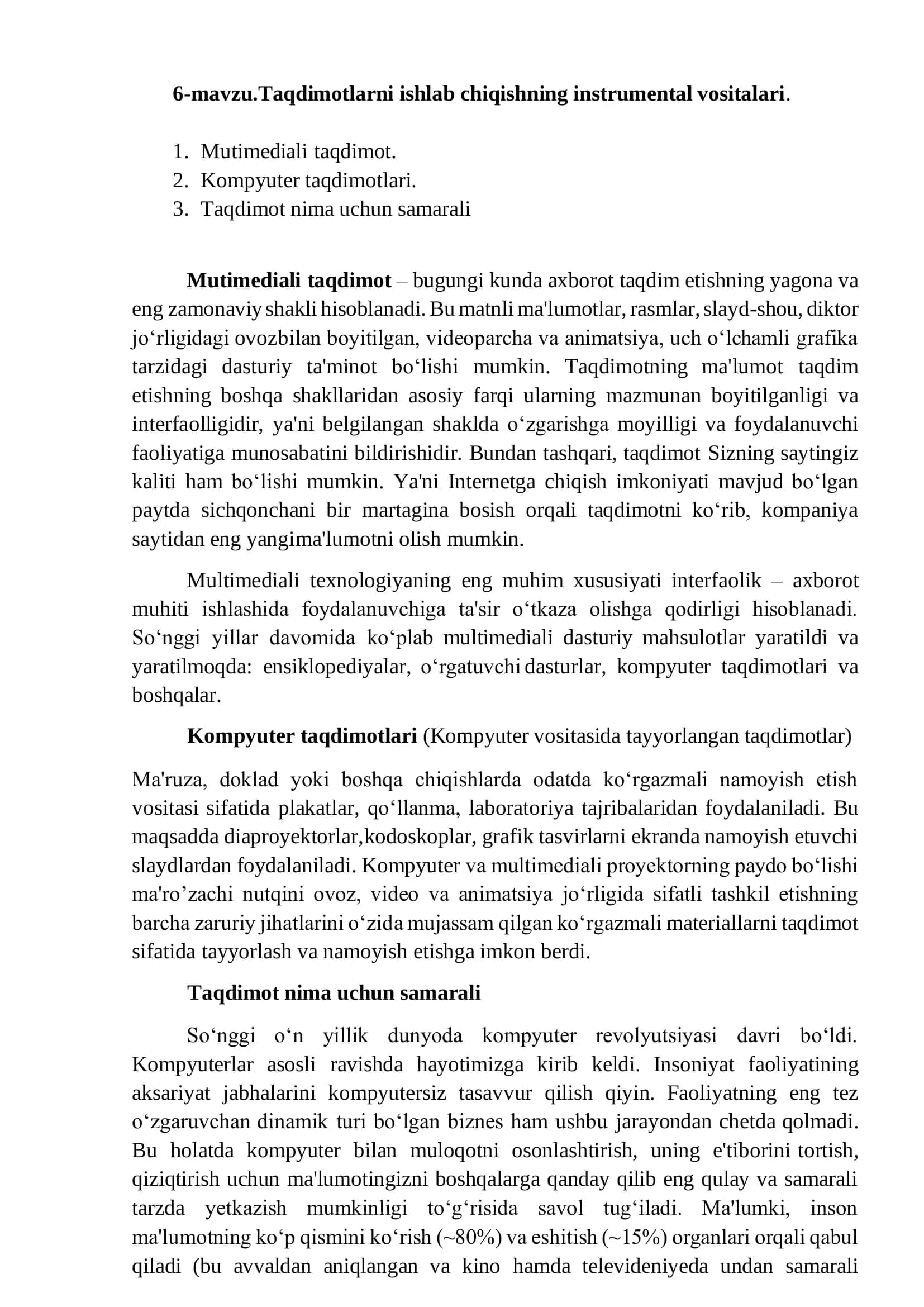 Multimediali taqdimotlar 1