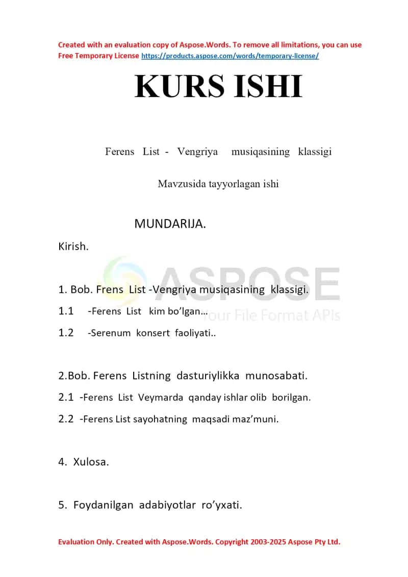 Ferens  List - Vengriya  musiqasining klassigi 1