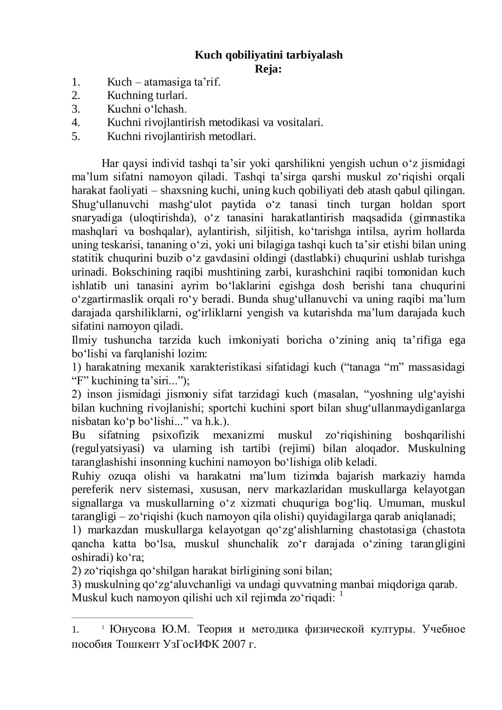 Kuch qobiliyatini tarbiyalash 1