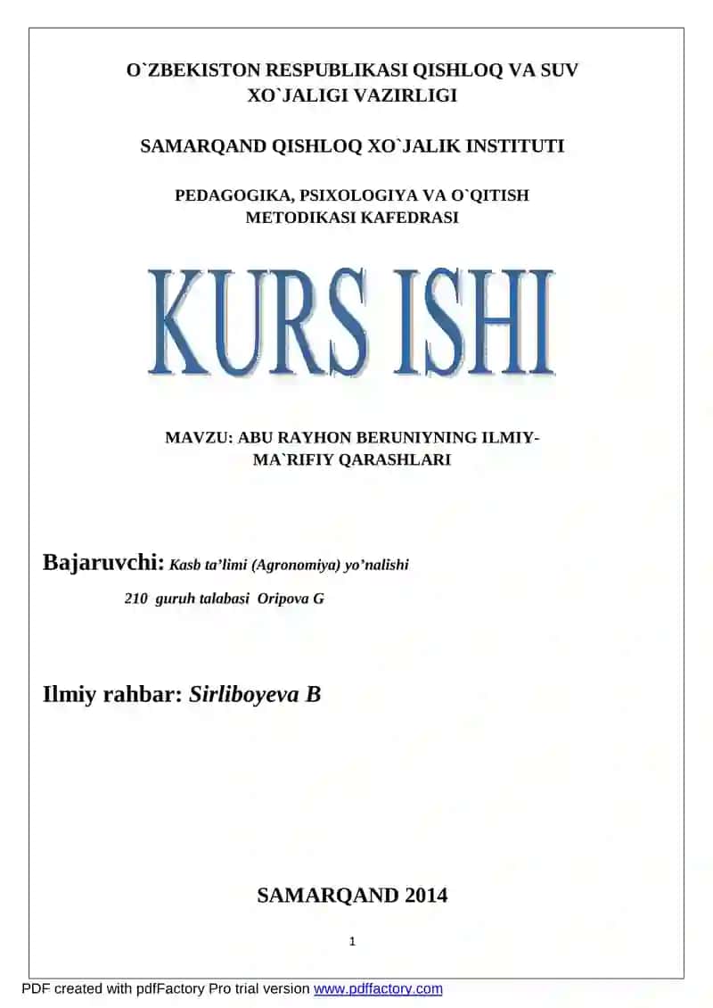 ABU RAYHON BERUNIYNING ILMIY-MA`RIFIY QARASHLARI