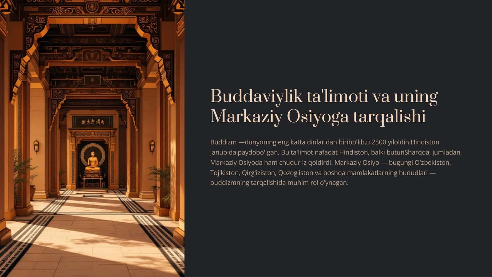 Buddaviylik ta'limoti va uning Markaziy Osiyoga tarqalishi 1