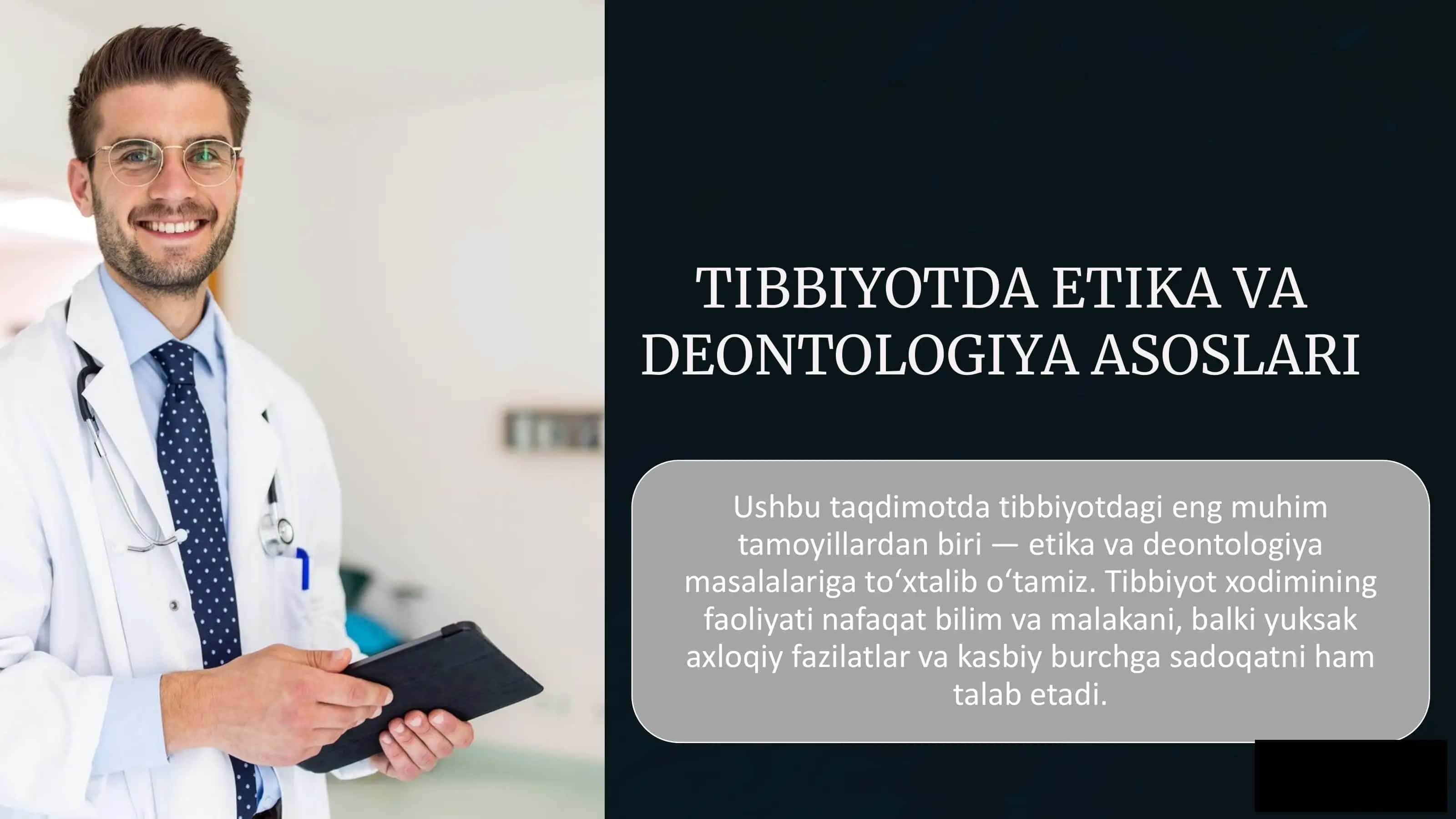 Tibbiyotda Etika va Deontologiya Asoslari 1