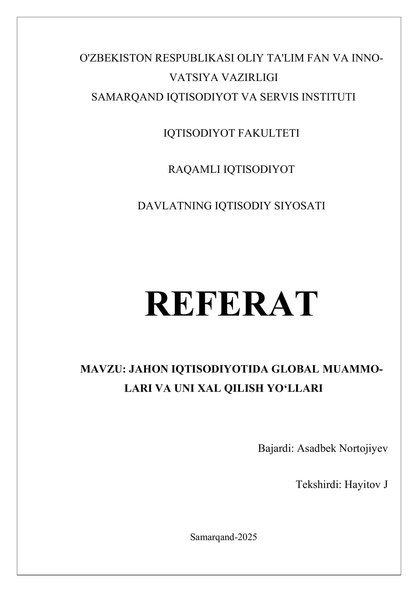 DAVALATNING IQTISODIY SIYOSATI 1
