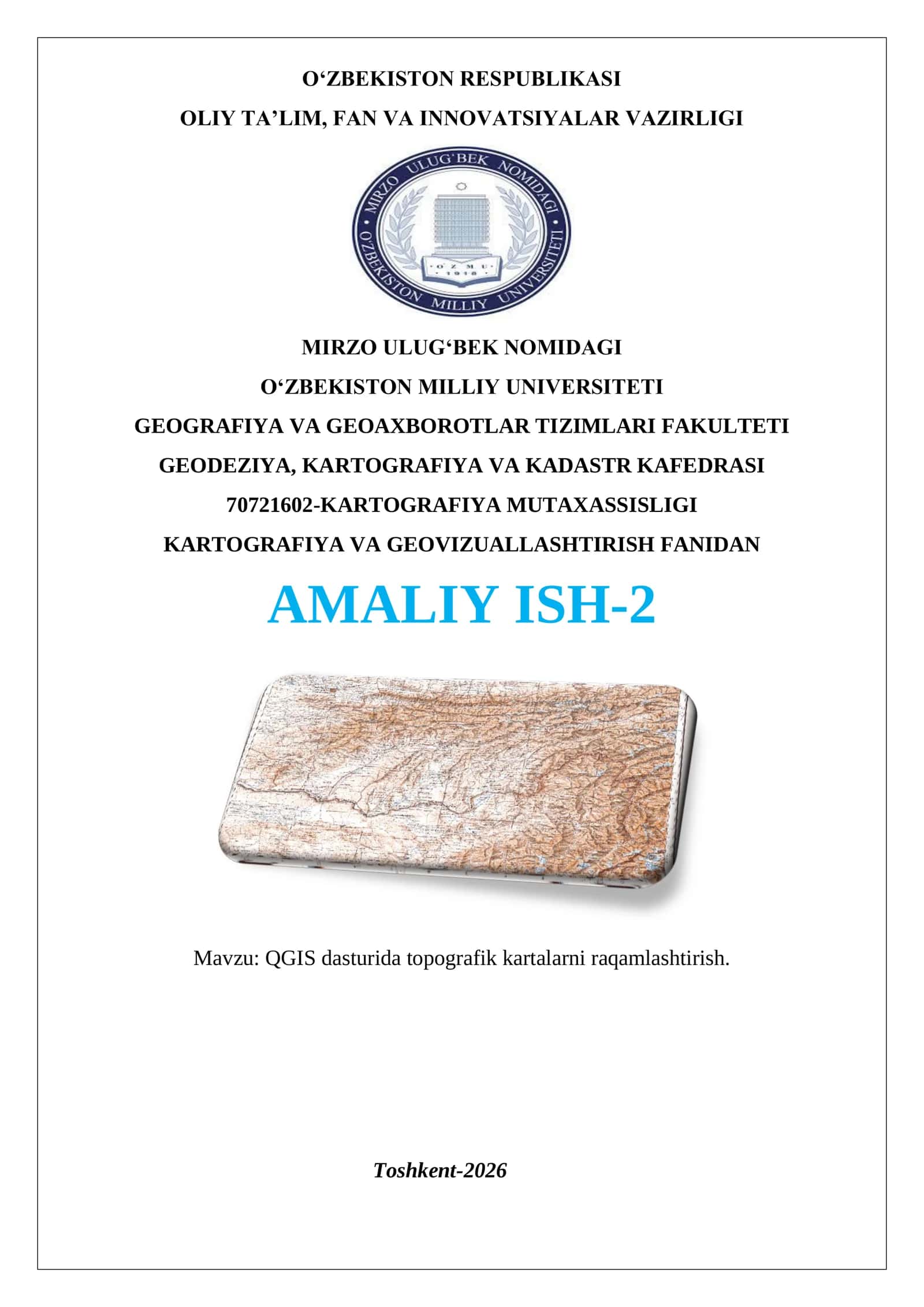 QGIS dasturida topografik kartalarni raqamlashtirish 1