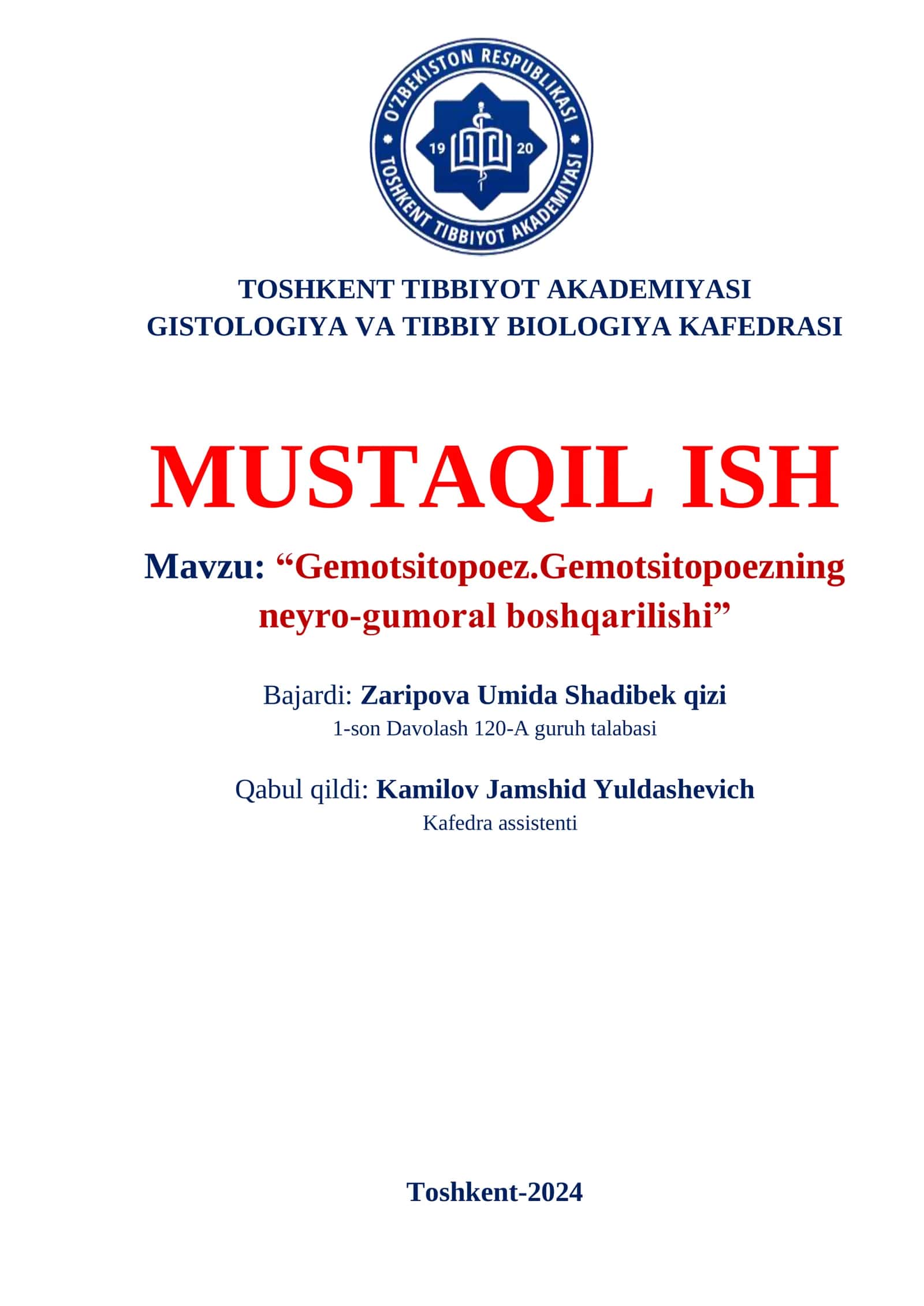 Gemotsitopoez va boshqarilishi 1