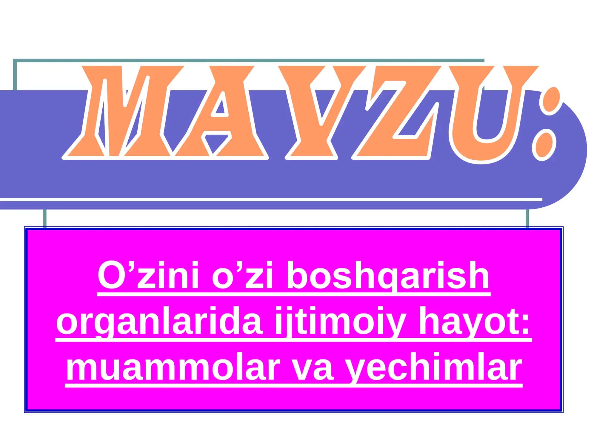 O’zini o’zi boshqarish 1