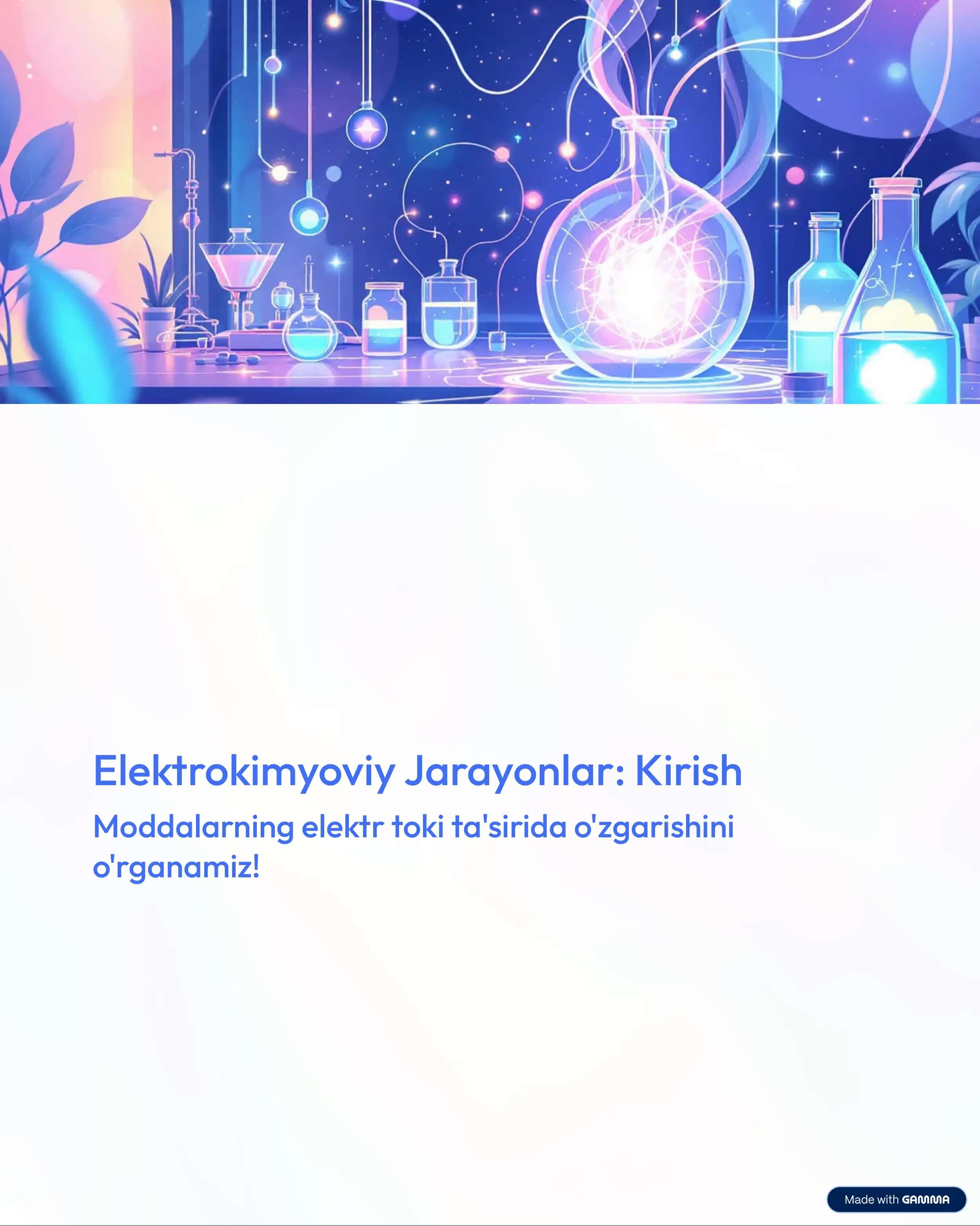 Elektrokimyoviy Jarayonlar: Kirish 1