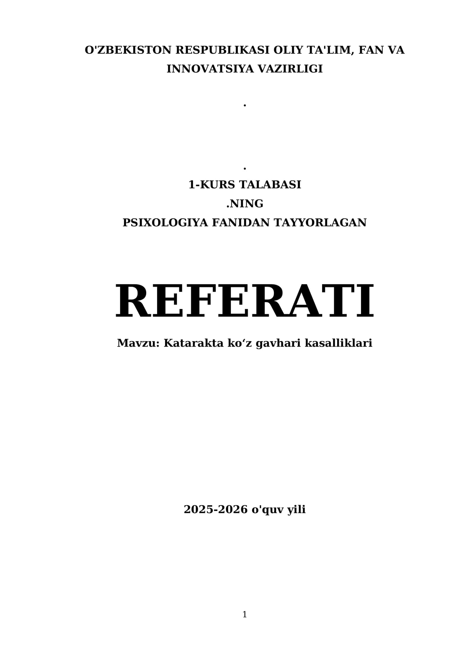 Katarakta koʻz gavhari kasalliklari 1