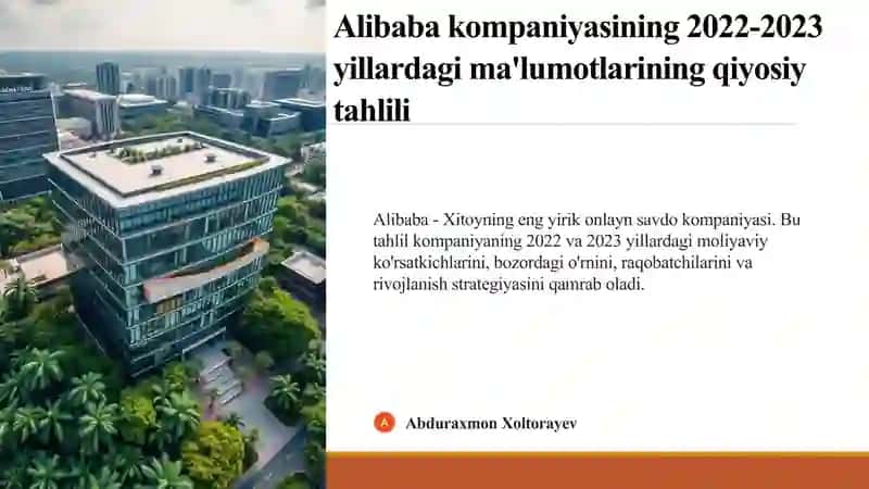 Alibaba kompaniyasining 2022-2023 yillardagi ma'lumotlarining qiyosiy tahlili