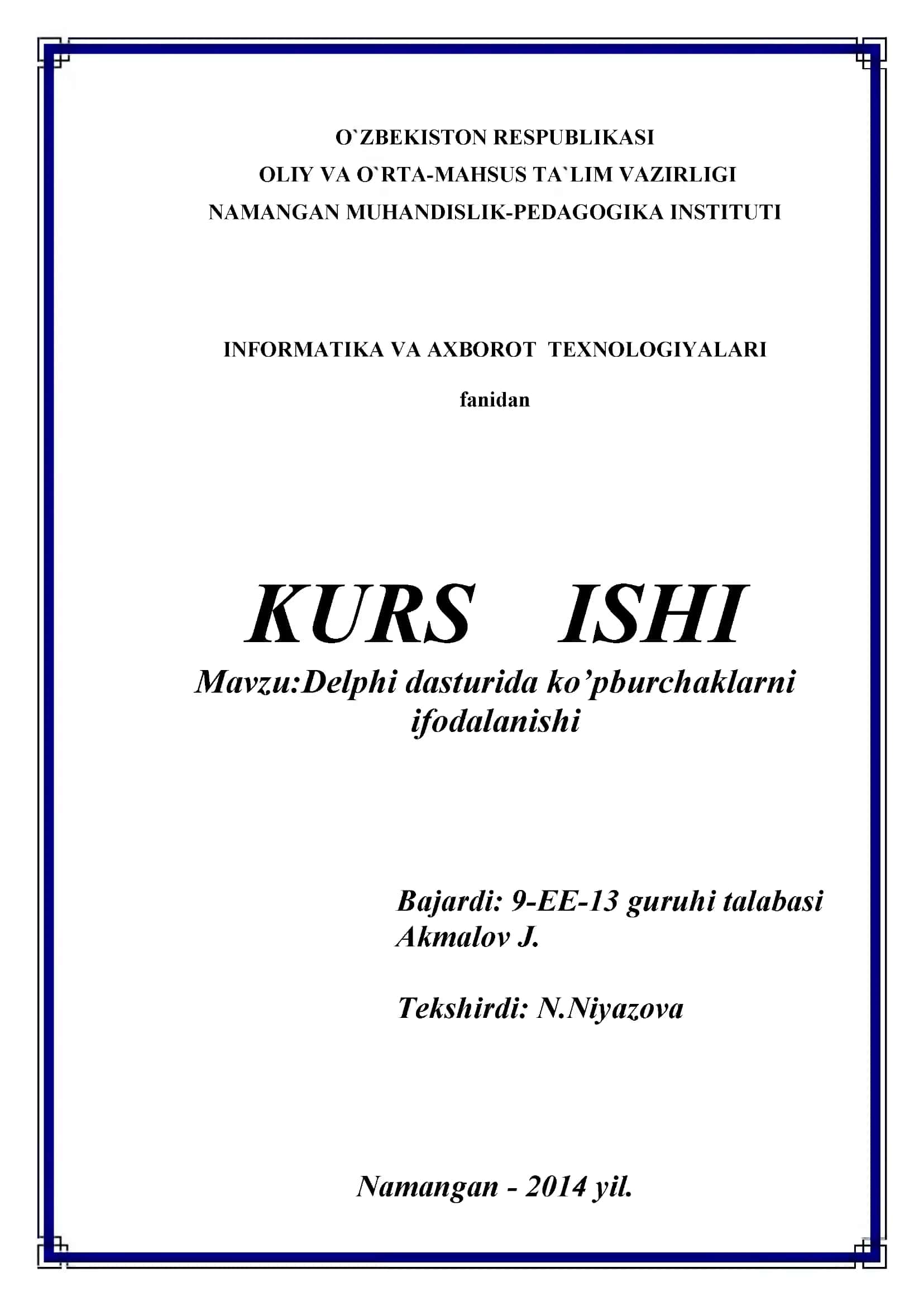 Delphi dasturida ko’pburchaklarni ifodalanishi 1