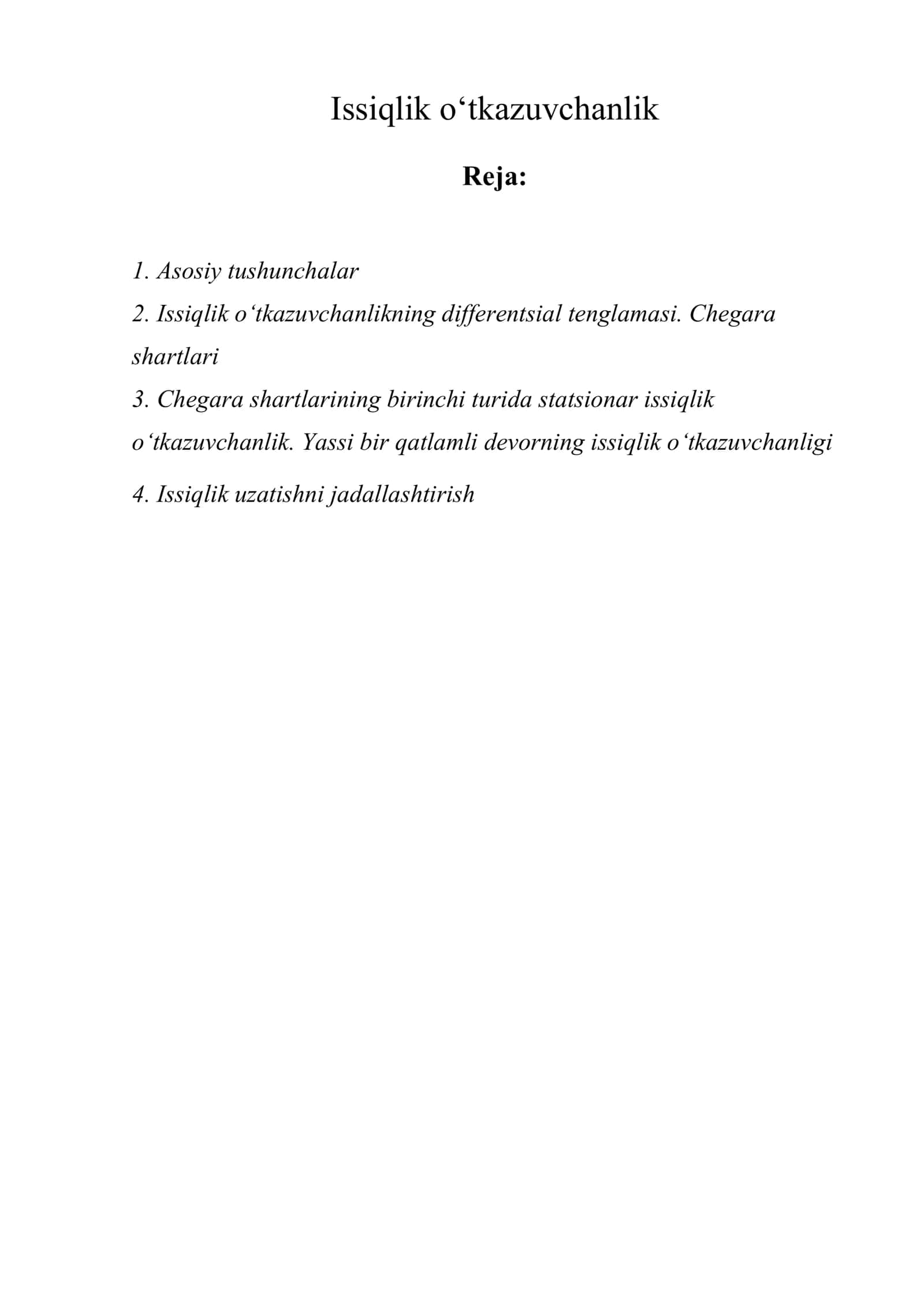 Issiqlik o‘tkazuvchanlik 1