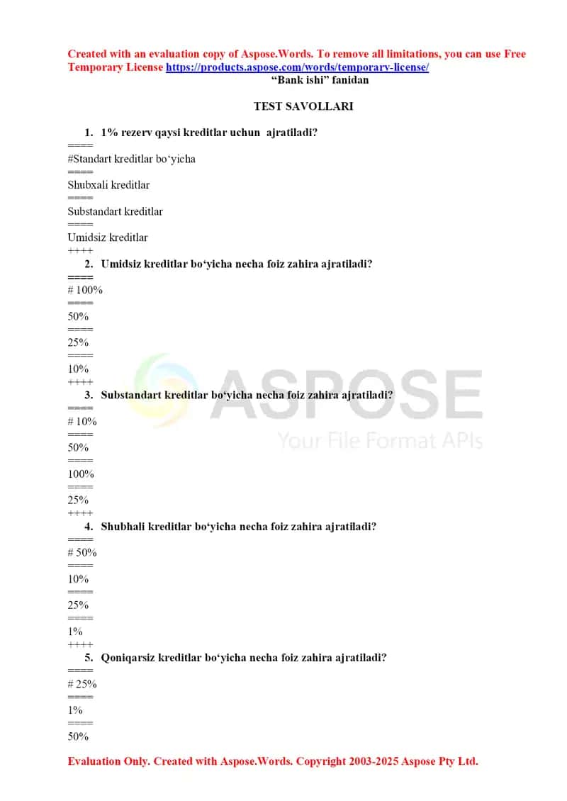 Bank ishi test 2025 1
