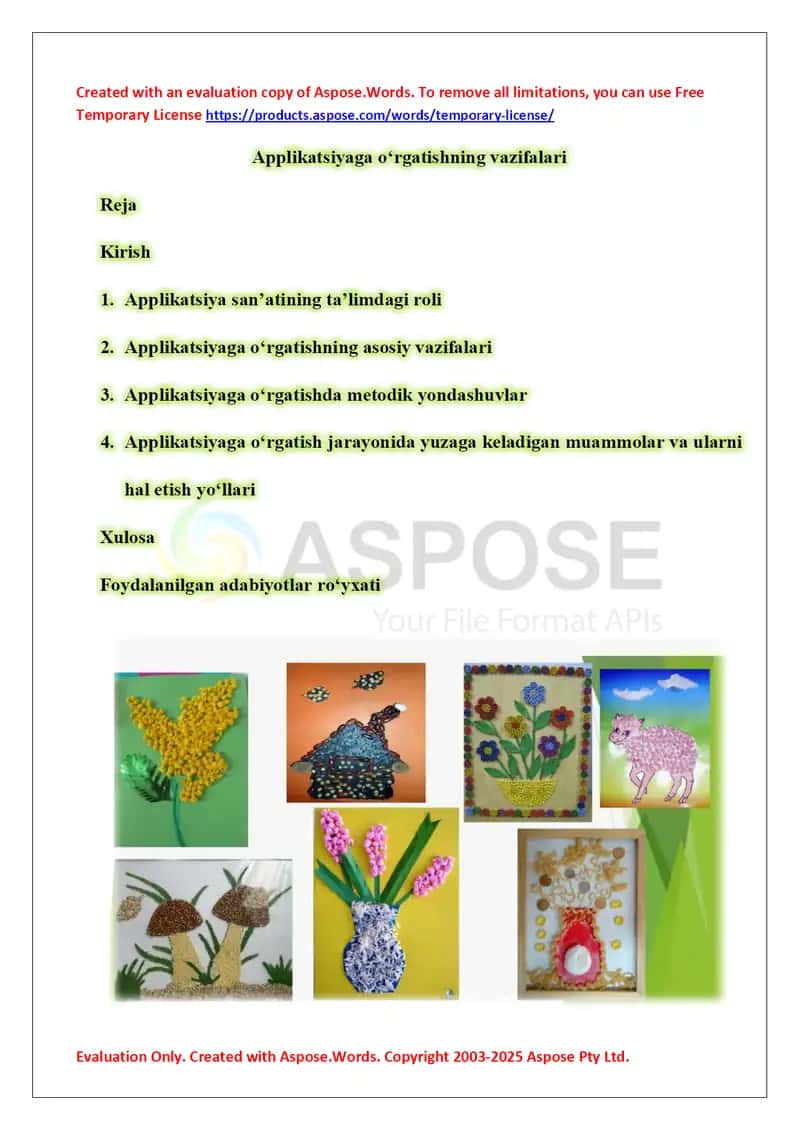 Applikatsiyaga o‘rgatishning vazifalari 1