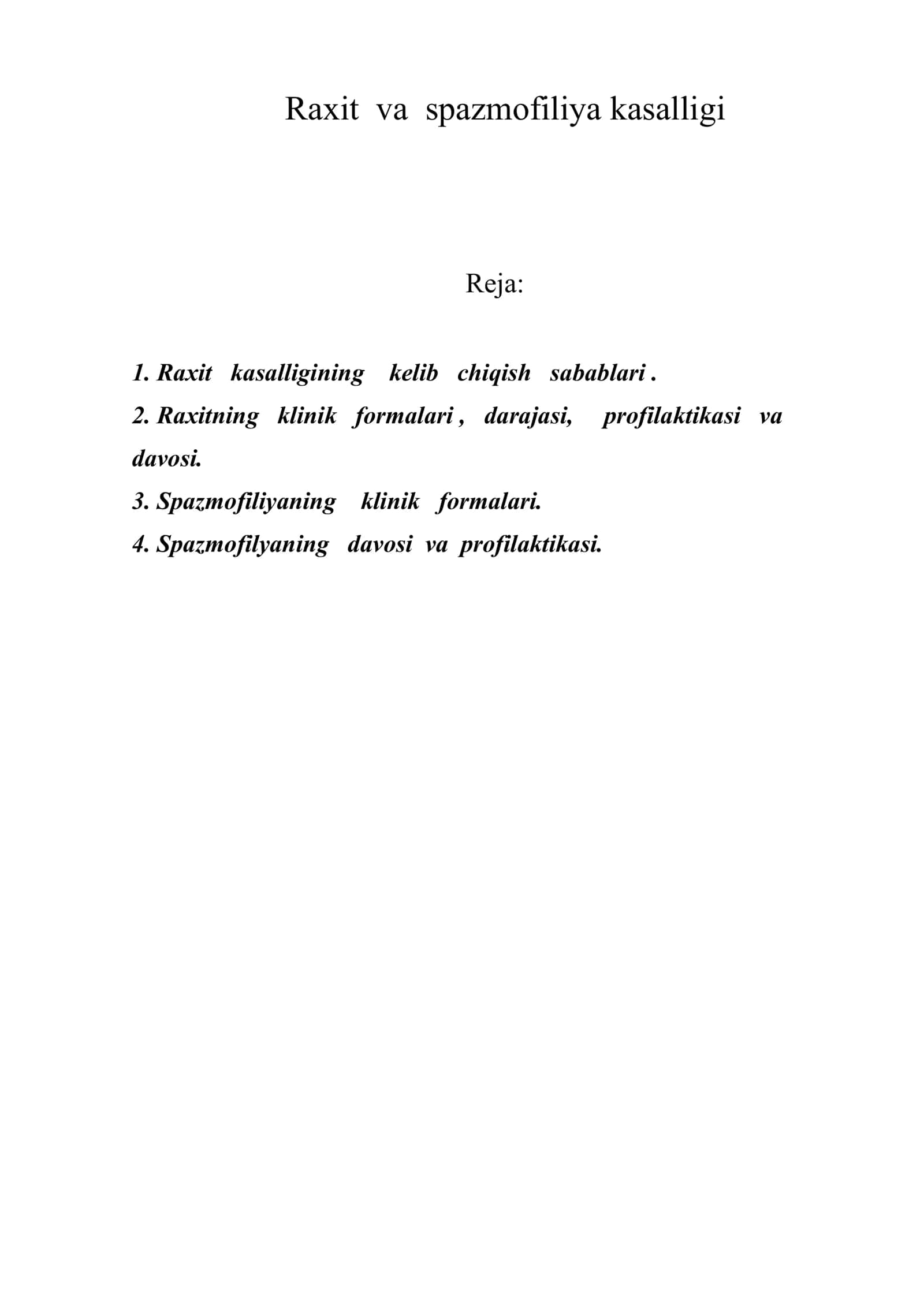 Raxit va spazmofiliya kasalligi 1