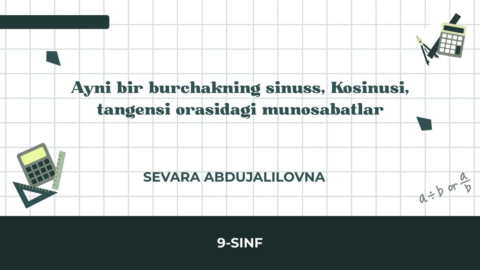 Sinus, Kosinus, Tangens 1
