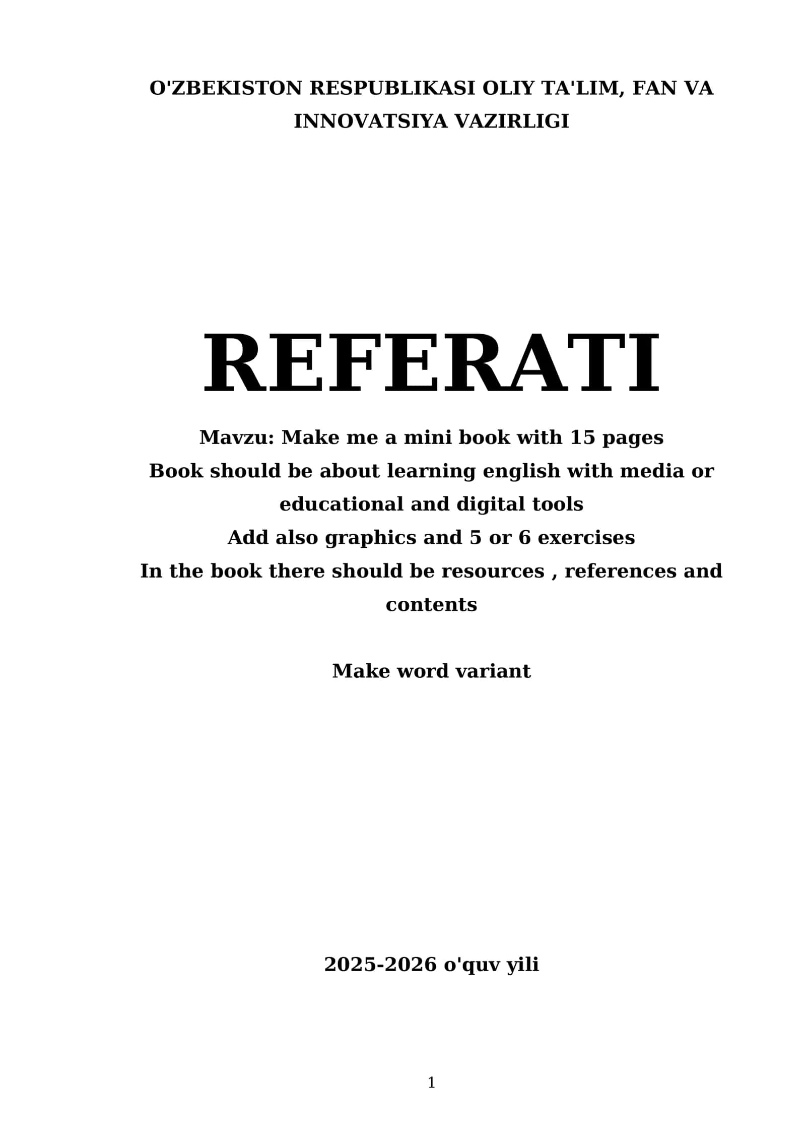 Make me a mini book with 15 pages 1