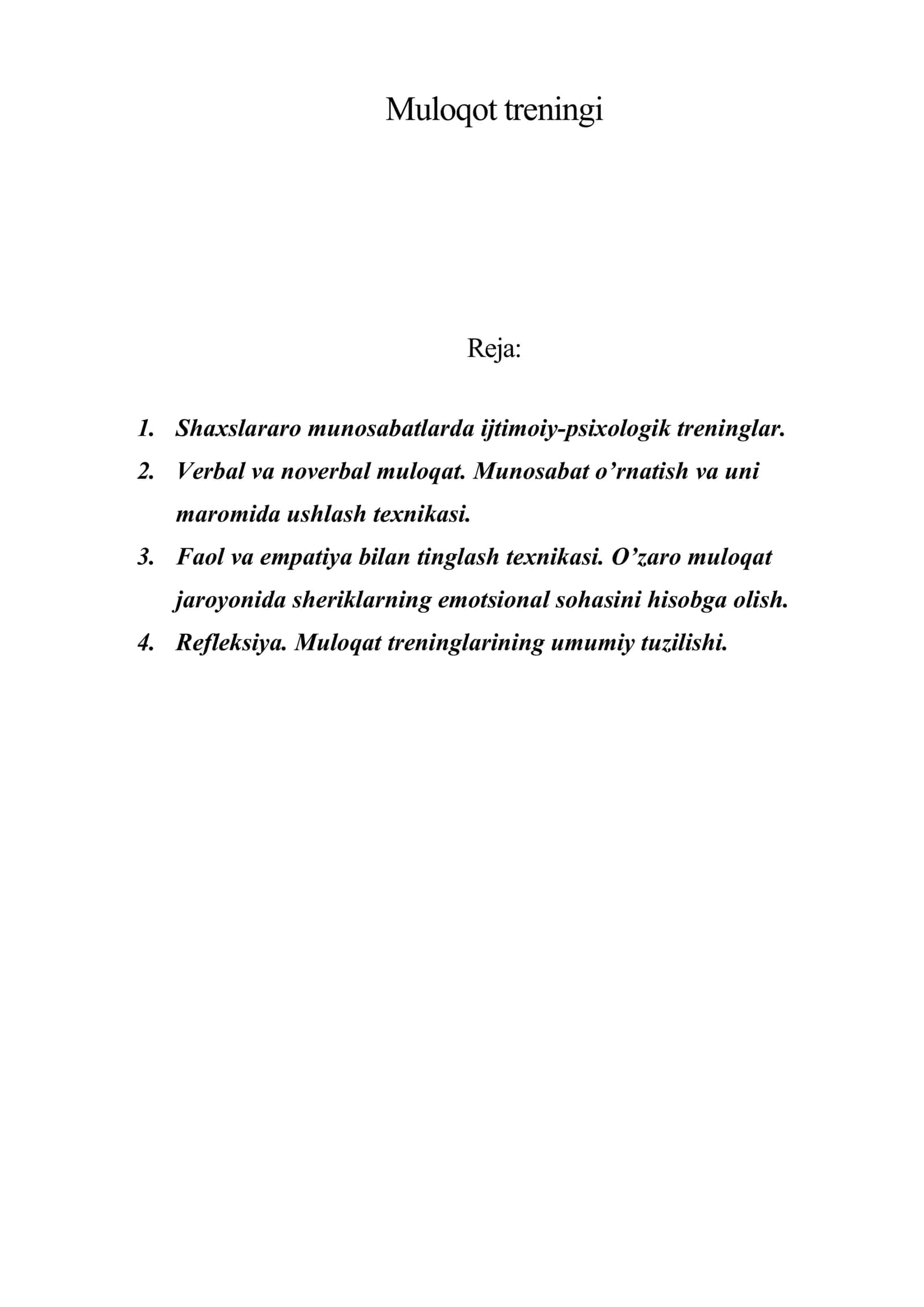 Muloqot treningi 1