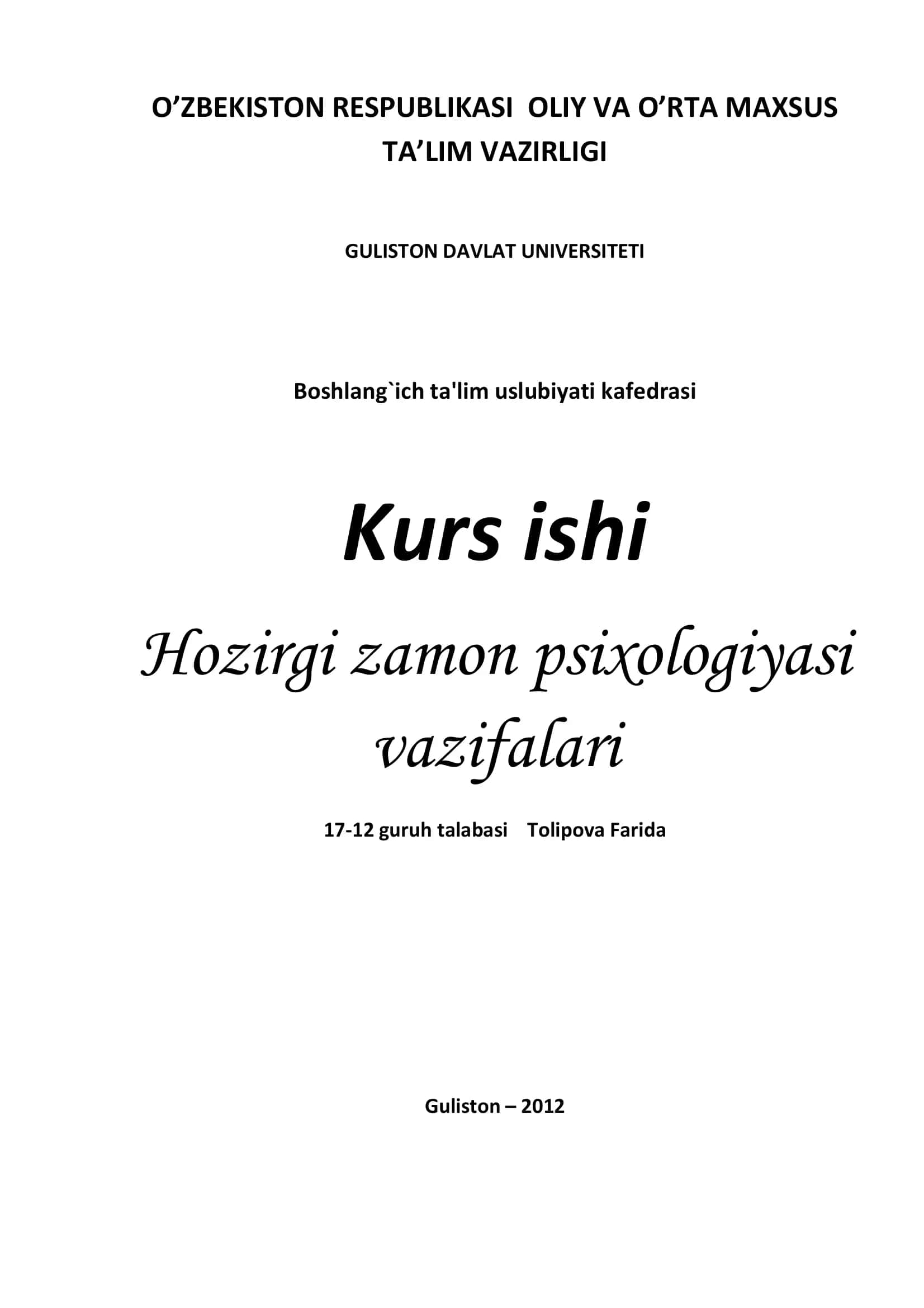 Hozirgi zamon psixologiyasi 1