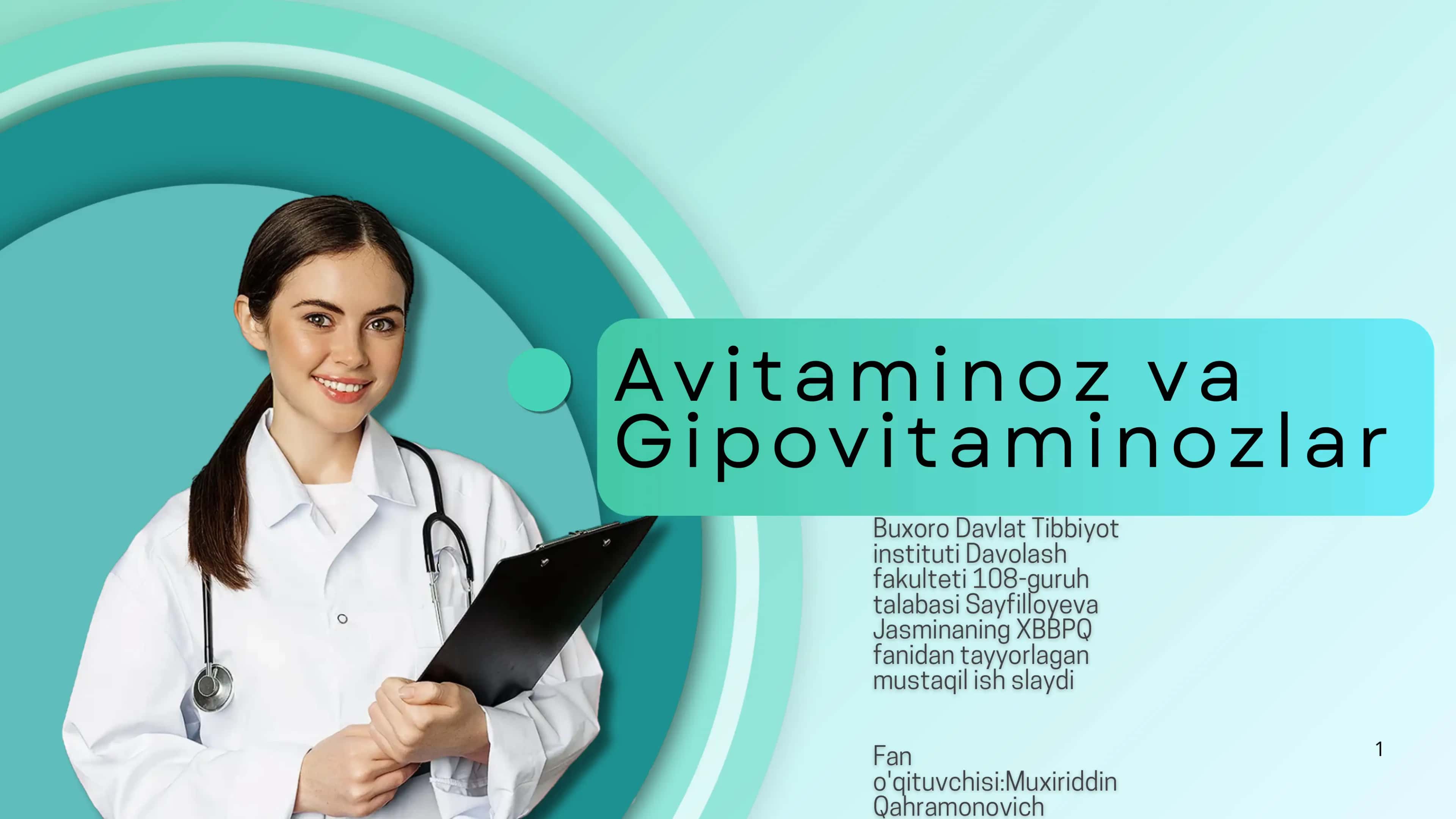 Mustaqil ishlar: Vitaminlar va ularning vazifalari 1