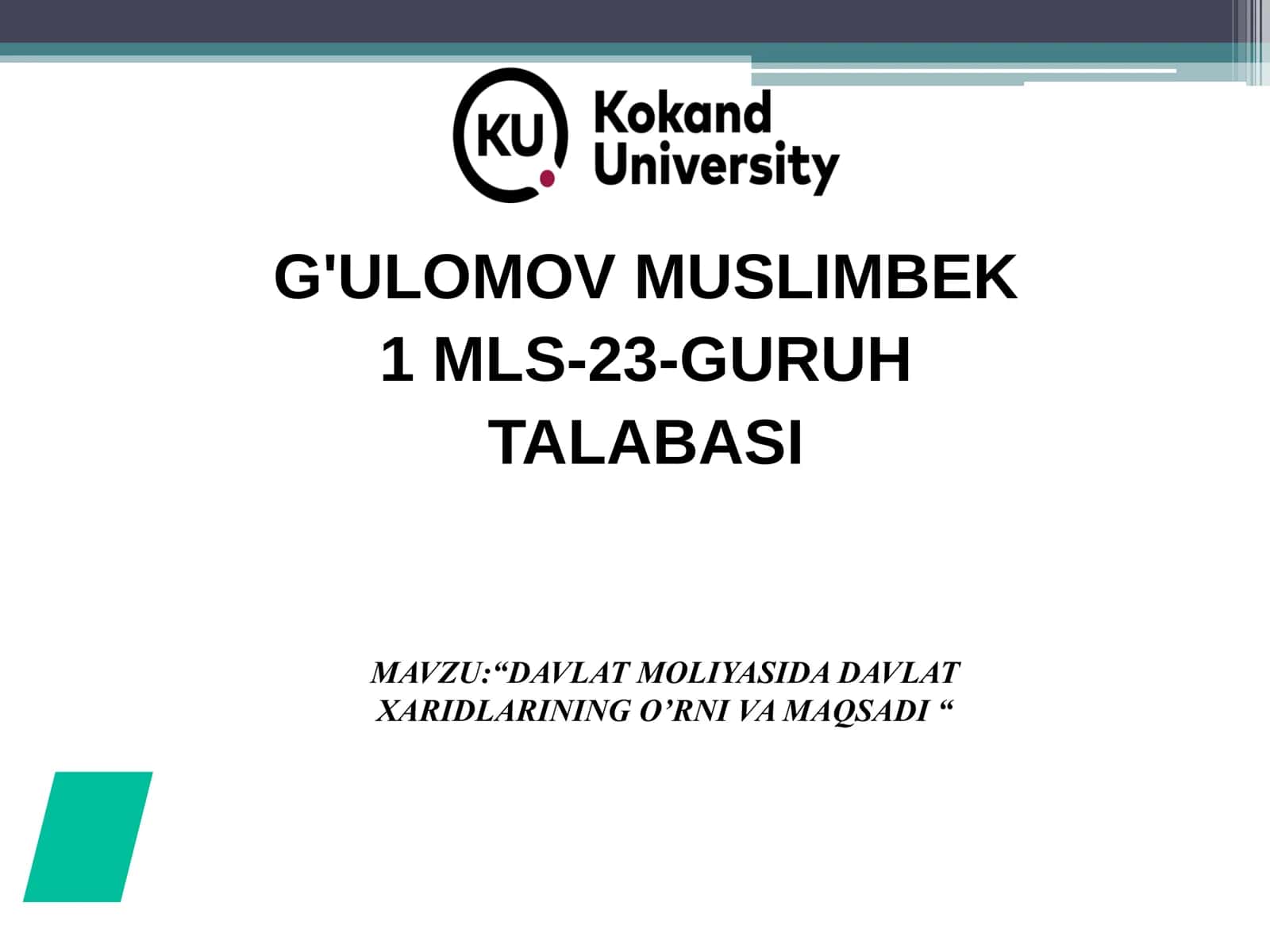DAVLAT XARIDLARINING O’RNI VA MAQSADI 1