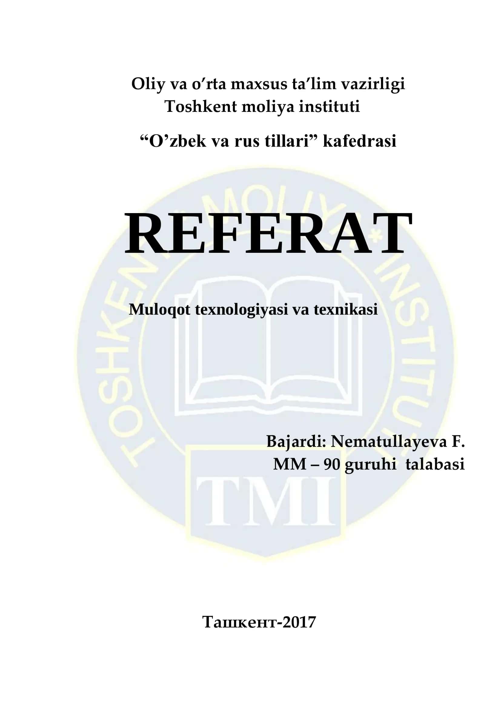 Muloqot texnologiyasi va texnikasi 1