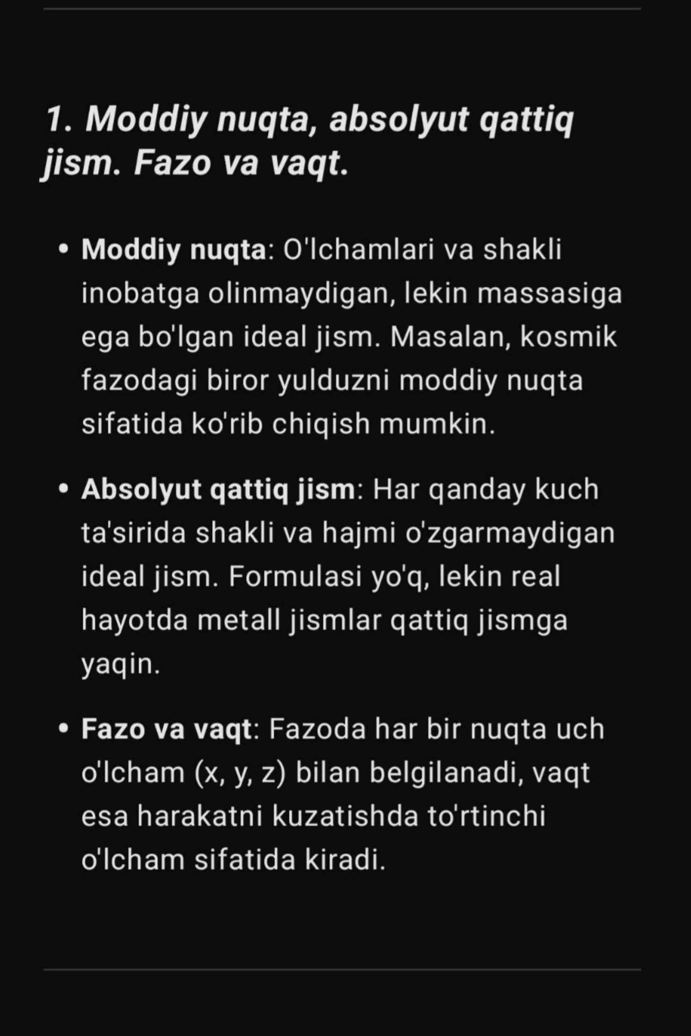 fizika yakuniy savollariga javoblar 1