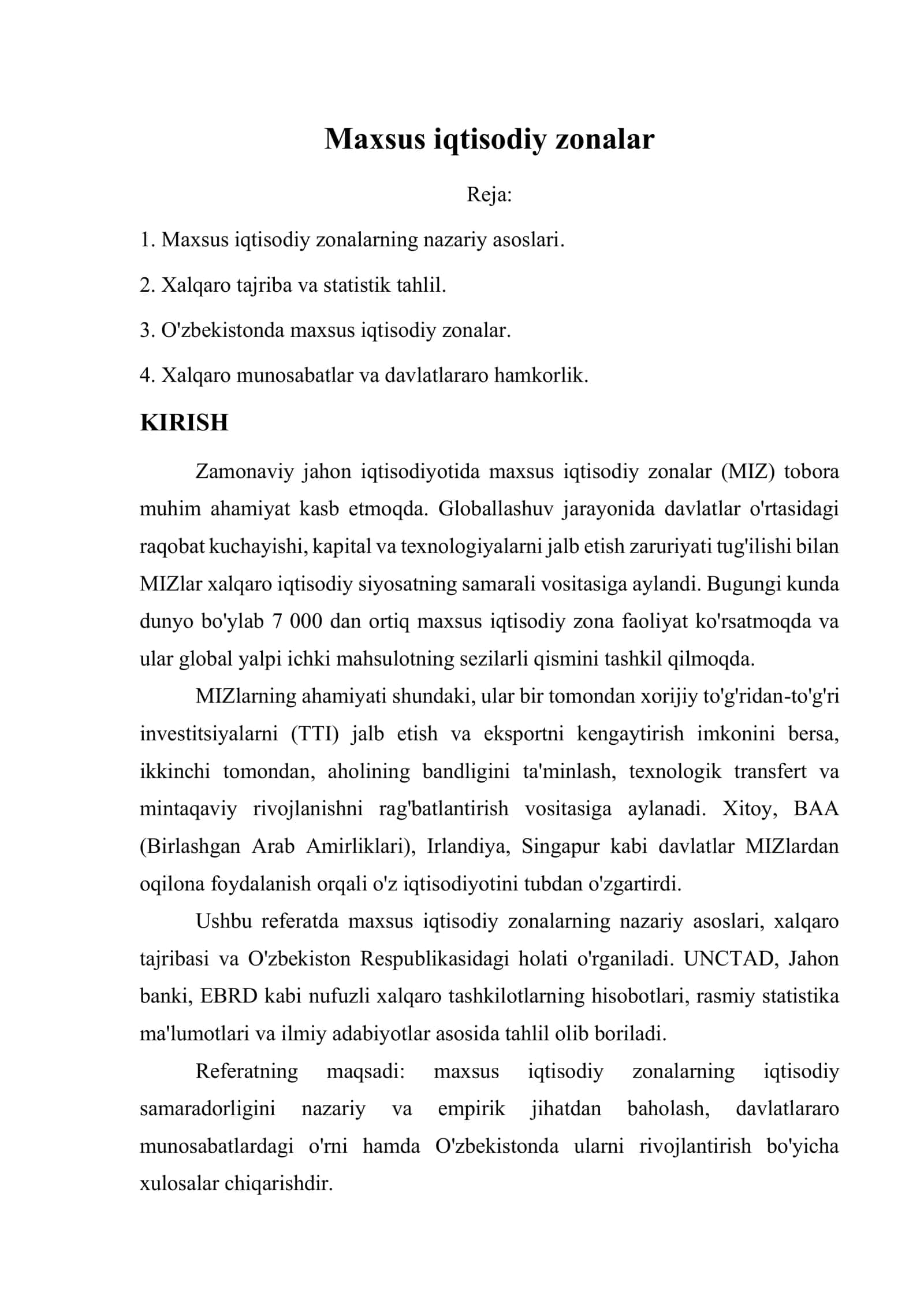 Maxsus iqtisodiy zonalar 1