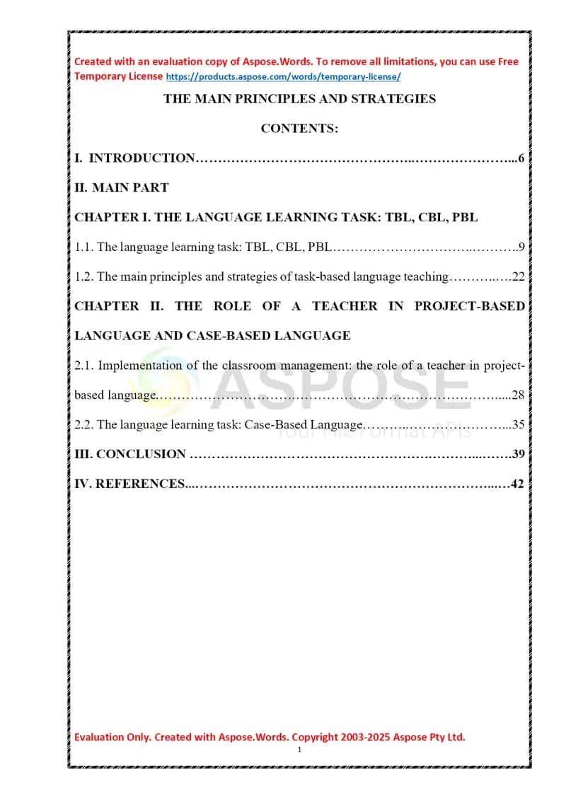 The Main Principles and Strategies 1