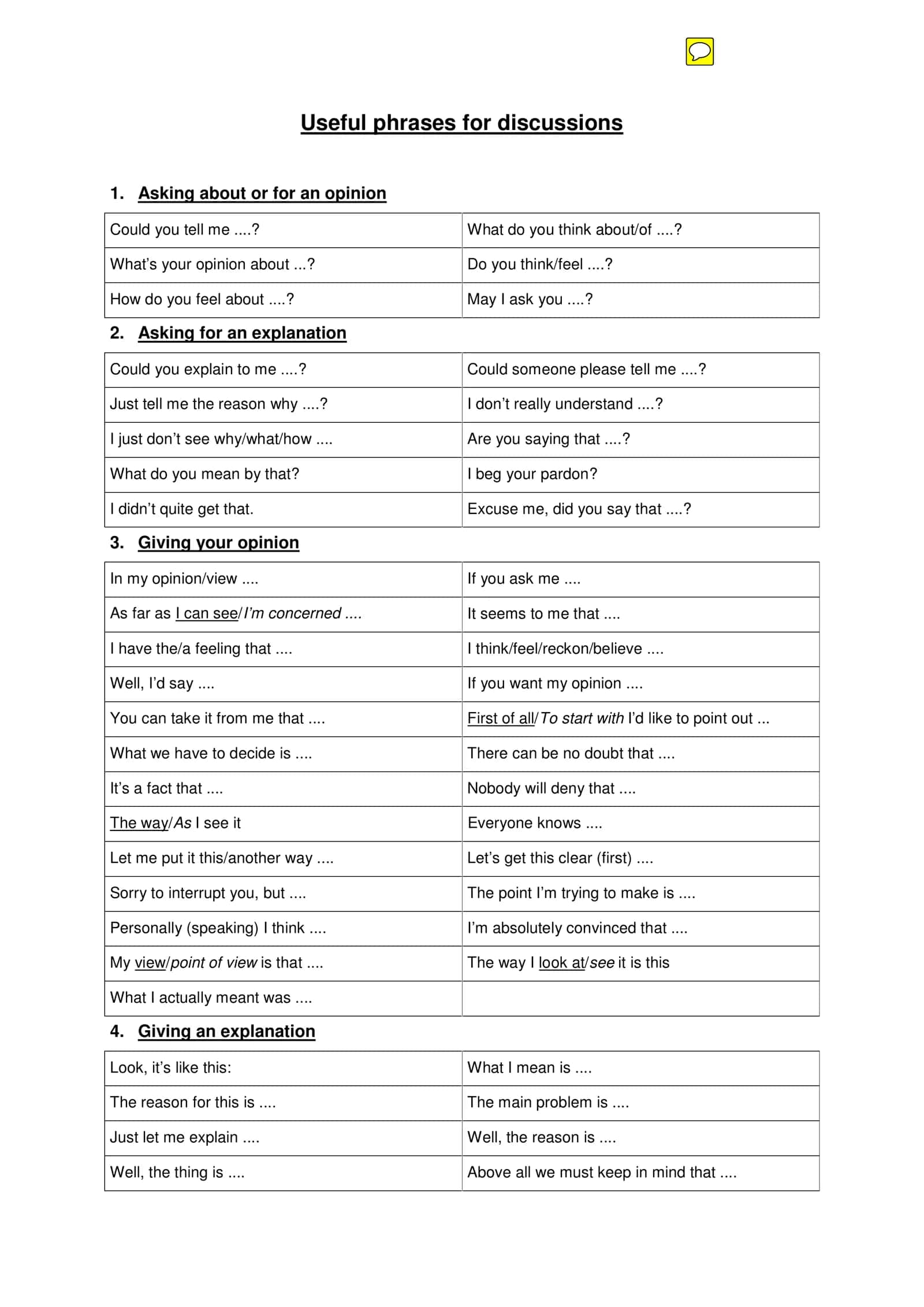 Useful phrases for discussions 1