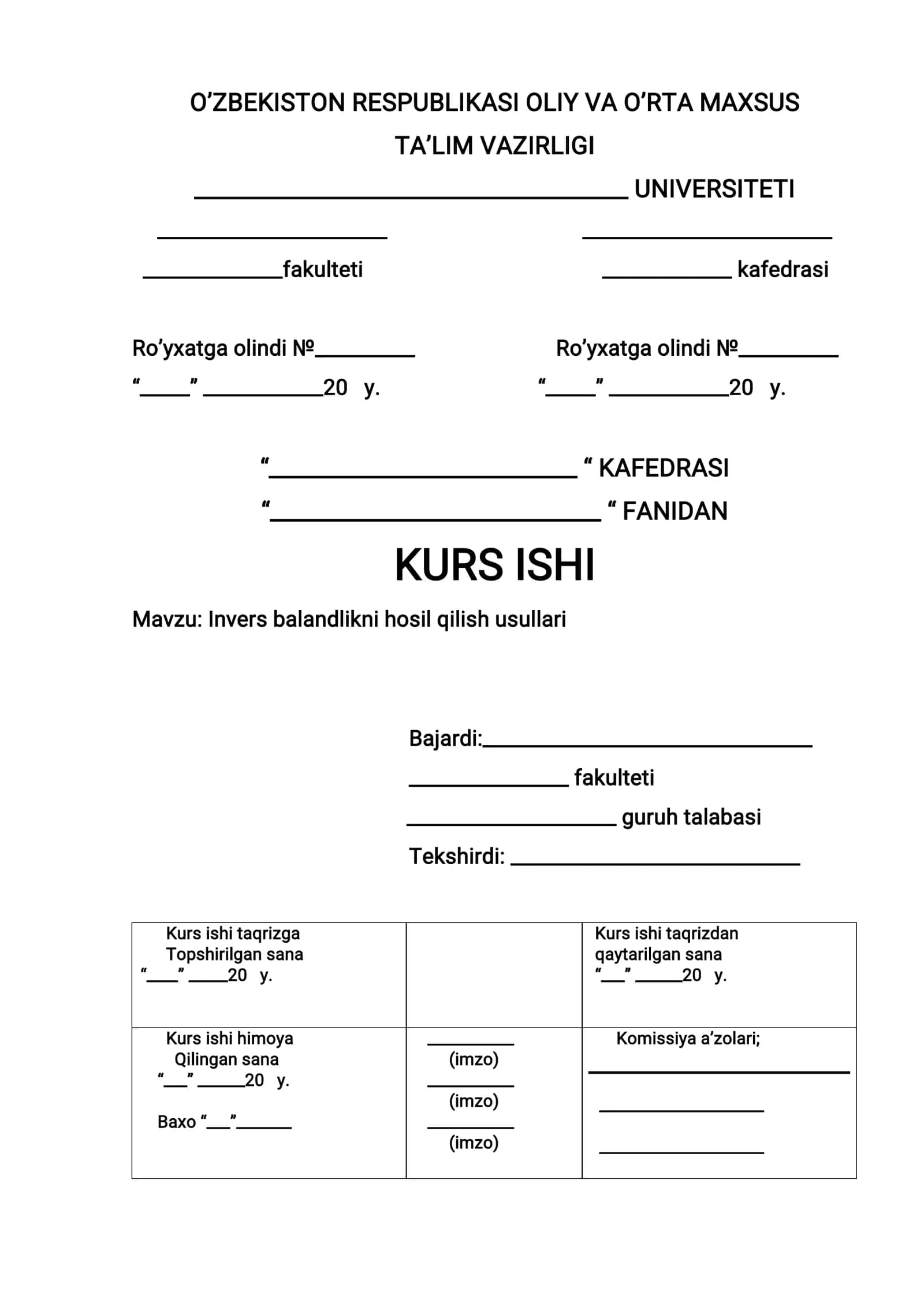 Invers balandlikni hosil qilish usullari 1