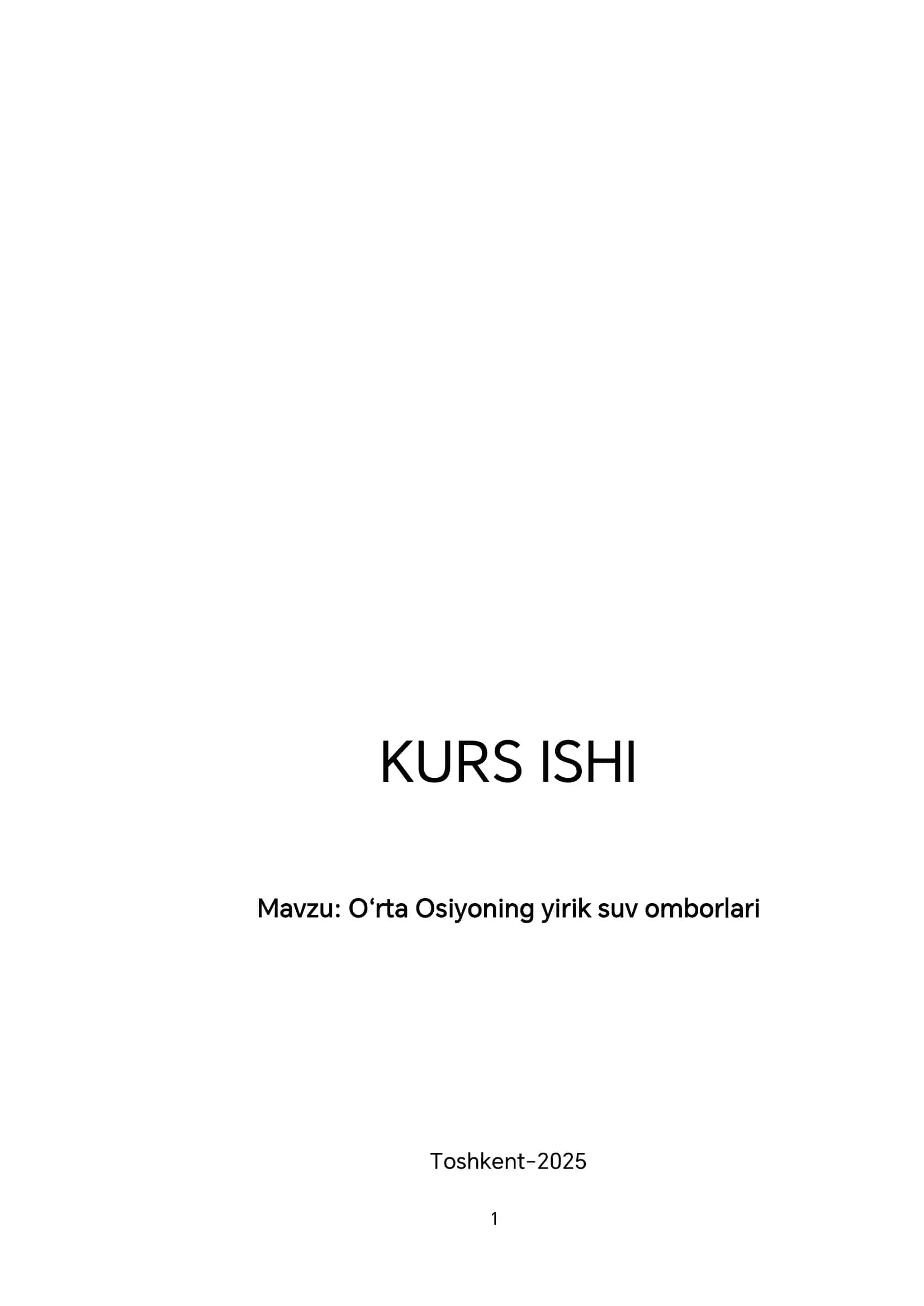 O‘rta Osiyoning yirik suv omborlari 1