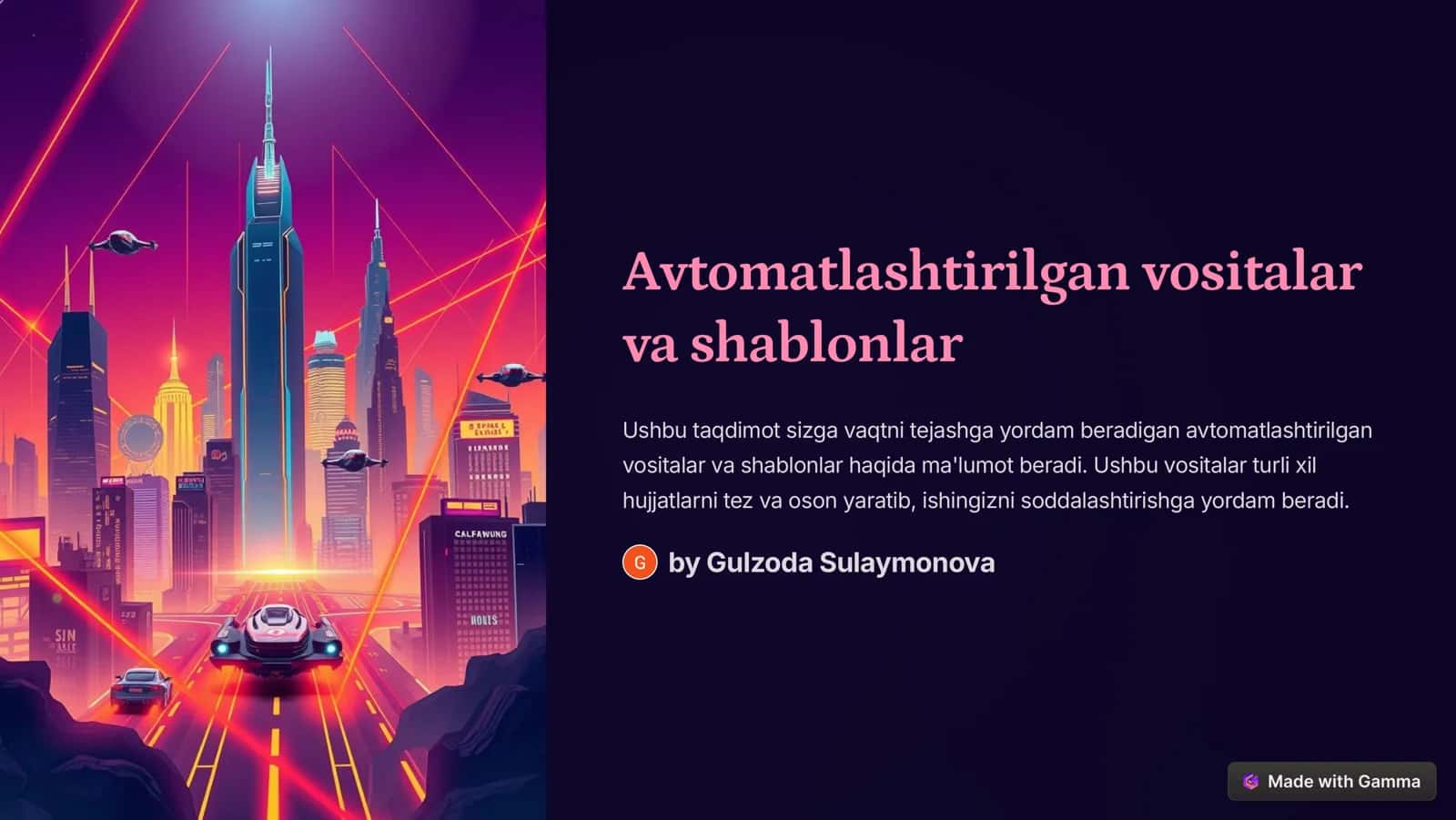 Avtomatlashtirilgan vositalar va shablonlar 1