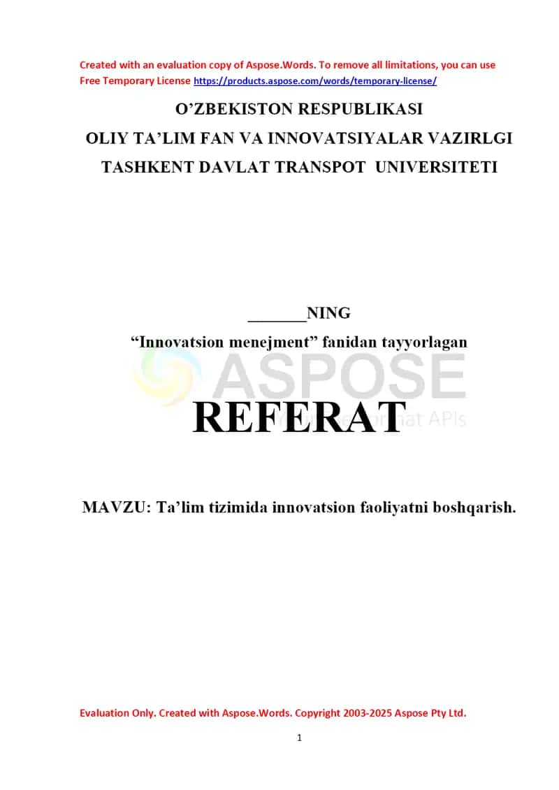 Taʼlim tizimida innovatsion faoliyatni boshqarish 1