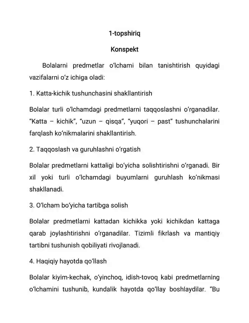 Konspekt va testlar