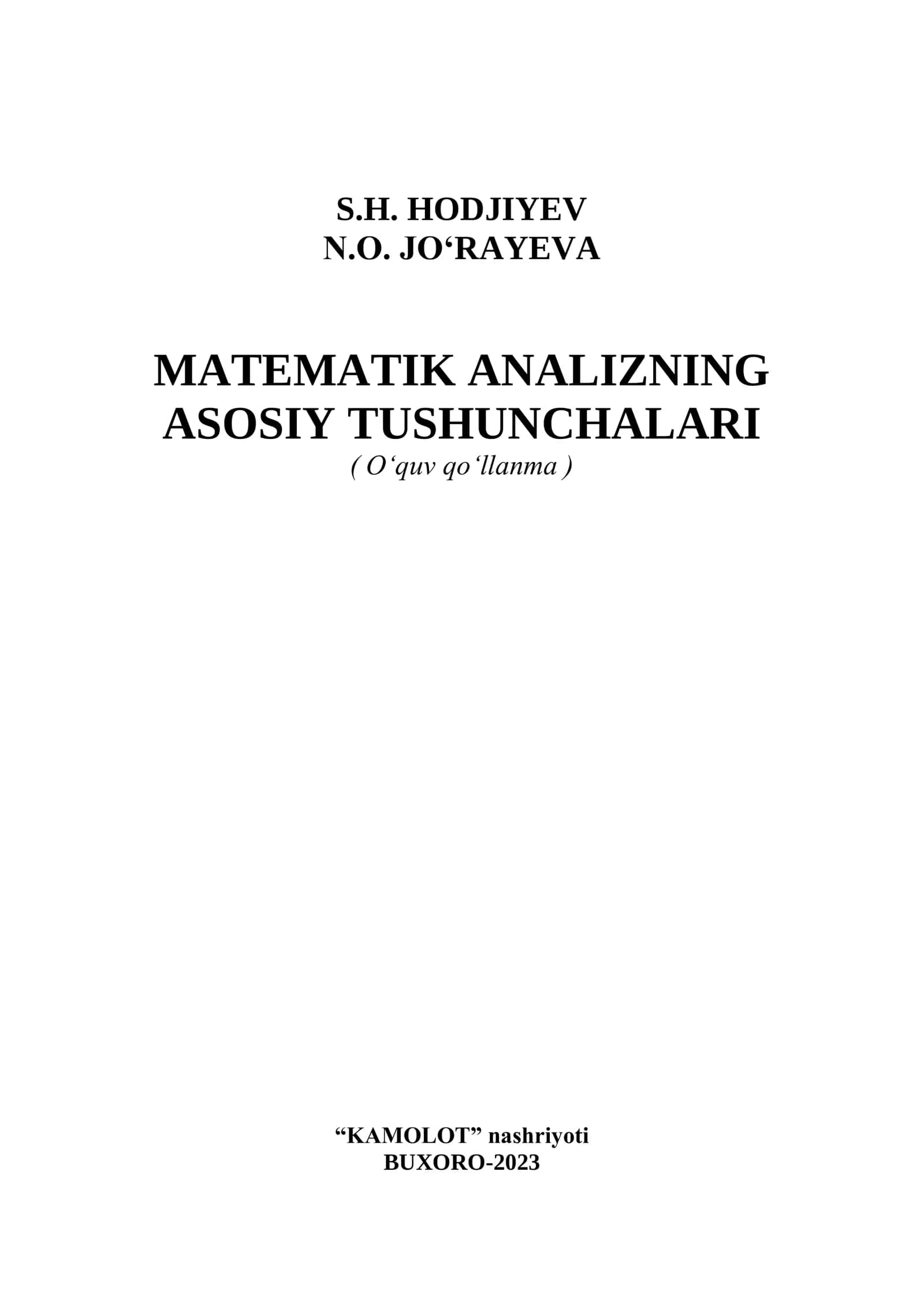 MATEMATIK ANALIZNING ASOSIY TUSHUNCHALARI 1