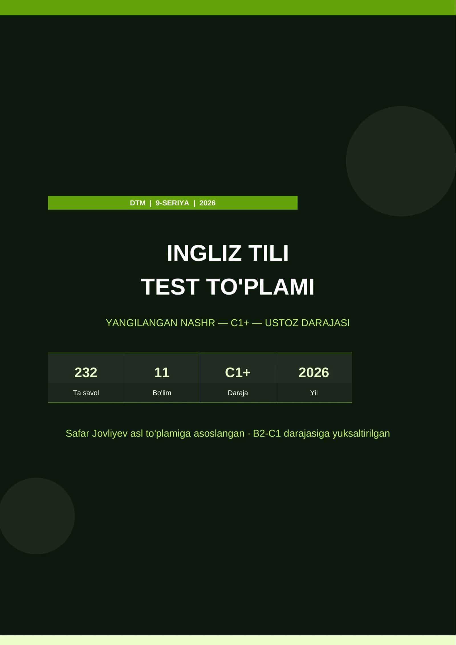 DTM INGLIZ TILI — 9-SERIYA | C1+ — Ustoz Darajasi | 2026 1